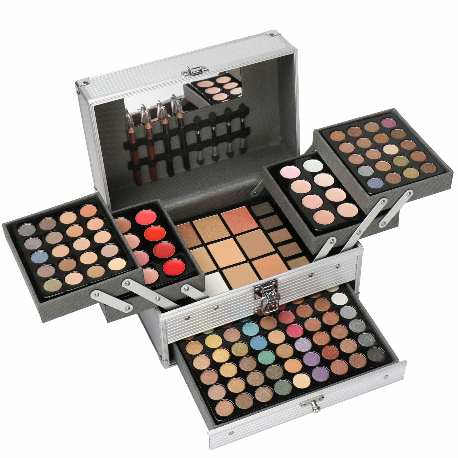 Pure Vie® 132 Colori Palette Ombretti Cosmetico Tavolozza per Trucco Occhi con Correttore Blush e Lucidalabbra - Adattabile a Uso Professionale che Privato