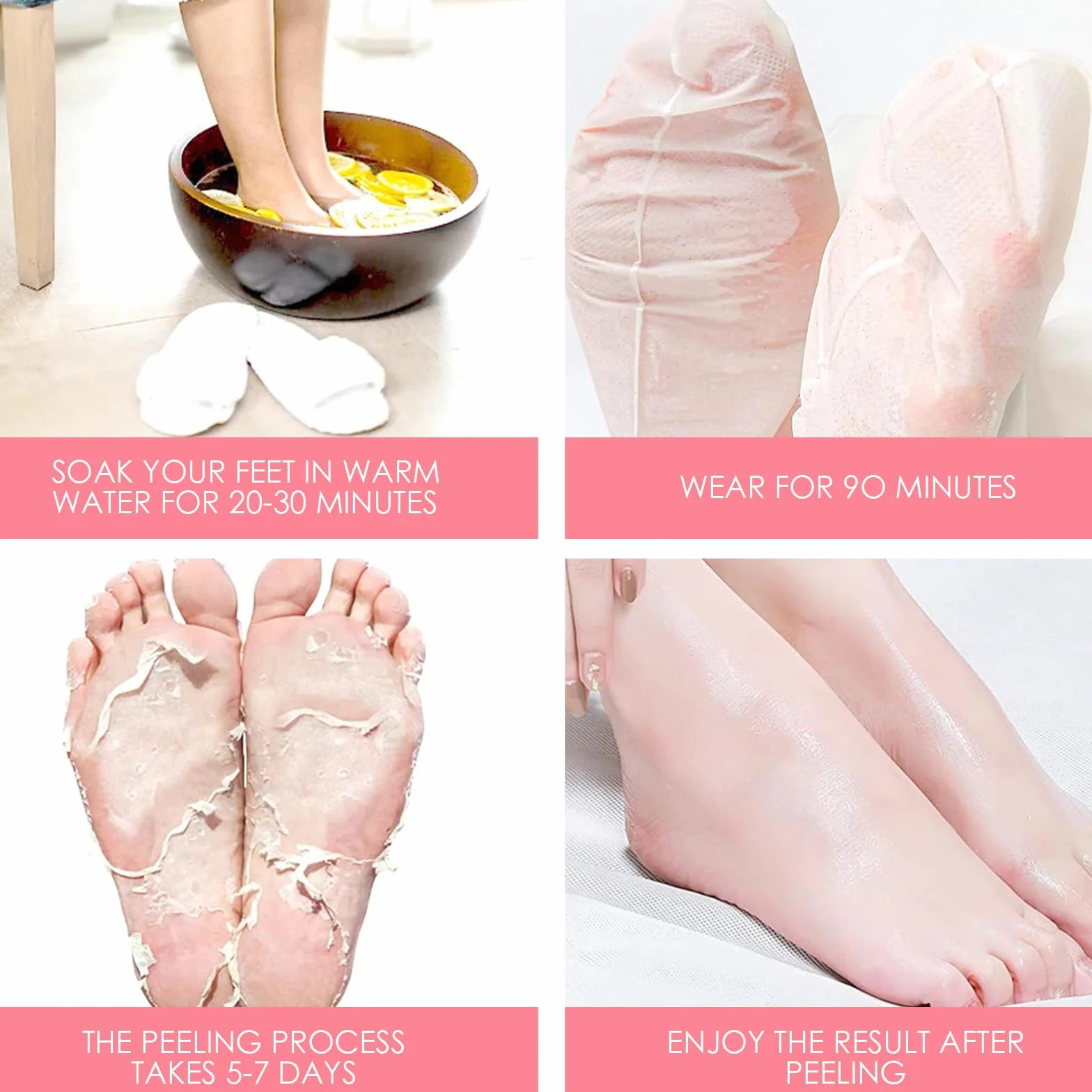 2 Paia Maschera Piedi Esfoliante,Maschera per Piedi Efficace Cura dei Piedi i Scrub Piedi,Maschera Esfoliante Piedi per Donne e Uomini,Rimuove Pelle Morta e Secca（ Fragola Pesca）