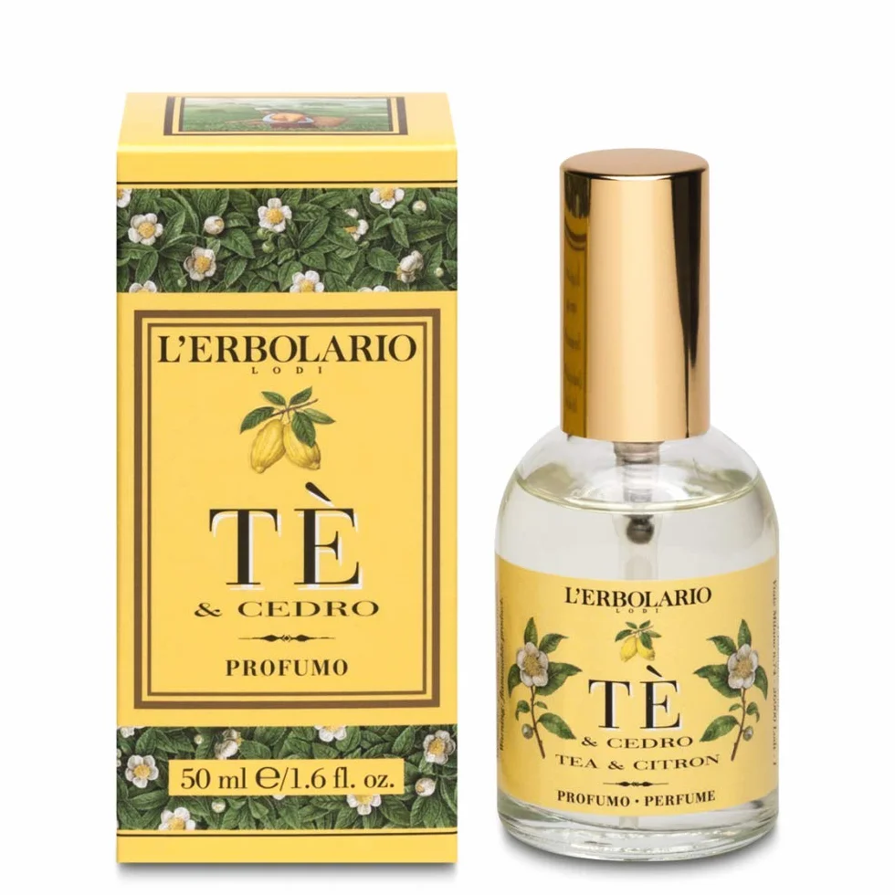 L'Erbolario, Profumo Unisex Te' & Cedro, Tonico e Vitale, Note di Legno di Cedro, Fragranza Agrumata e Fruttata, Formato 50 ml