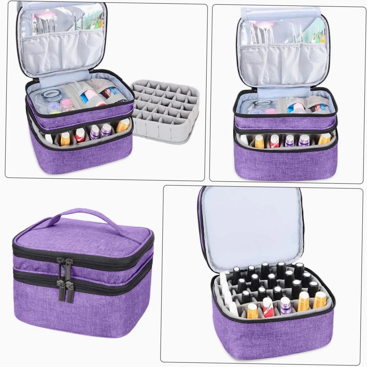 Ipetboom Custodia per Oli Essenziali Doppio Borsa Organizer Portatile per Smalto per Unghie Include Flaconi Materiale Oxford e Resistente