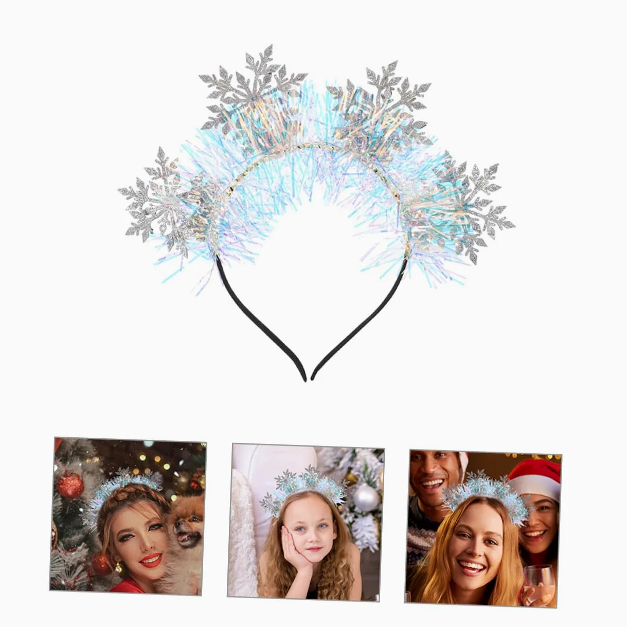 Beaupretty 3pezzi Fascia per Capelli Fiocchi di Fascia per Capelli Glitter per Feste di Natale Natalizi per Ragazza