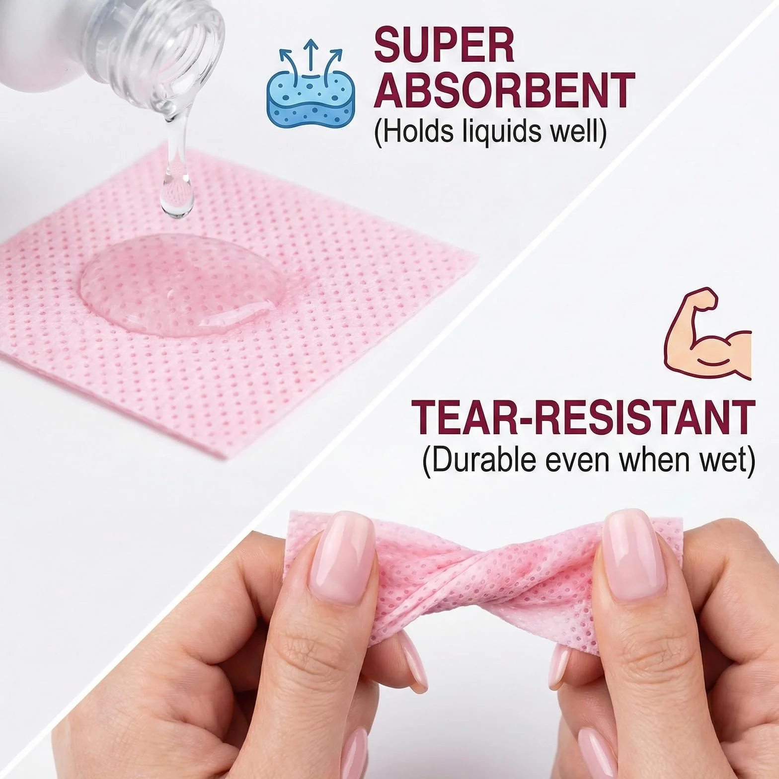 300 Pezzi Pad Senza Pelucchi per unghie in Cellulosa Quadrate, Salviette per Unghie, Unghie Rimozione Pulizia Pads per Rimuovere Smalto e Gel per unghie fai da te e saloni (Rosa)
