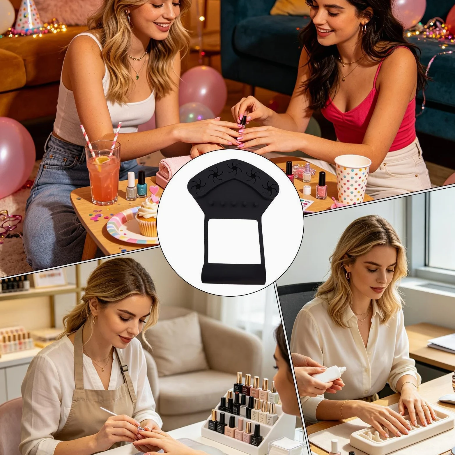 Tappetino in silicone per le unghie Cuscinetto antiscivolo da manicure | Poggiamano e supporto in silicone per manicure Per donne principianti, pittura unghie, saloni, feste e vacanze