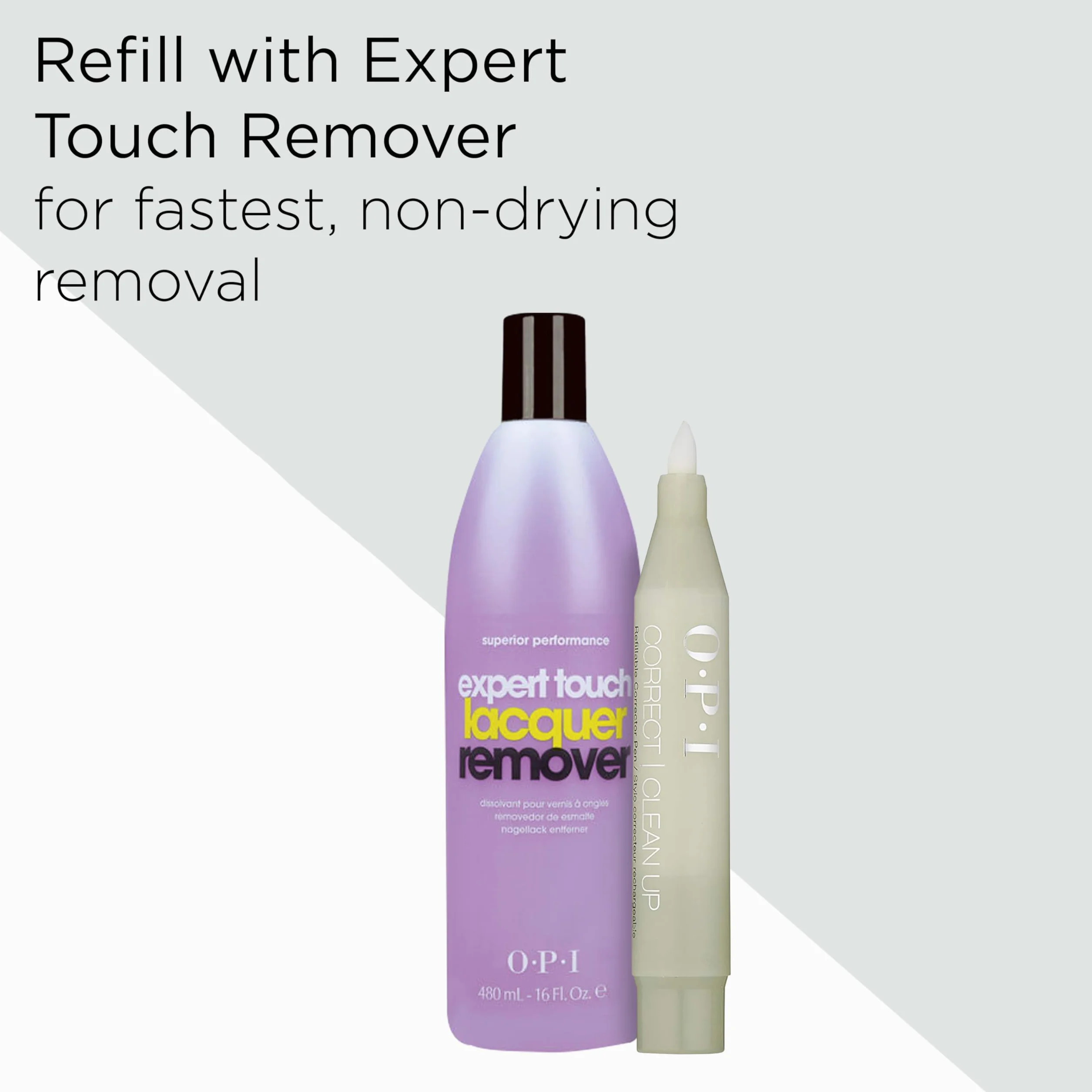 OPI Correct & Clean Up Pen, Penna Correttore, Rimuove le Sbavature di Smalto, Ricaricabile, 4ml