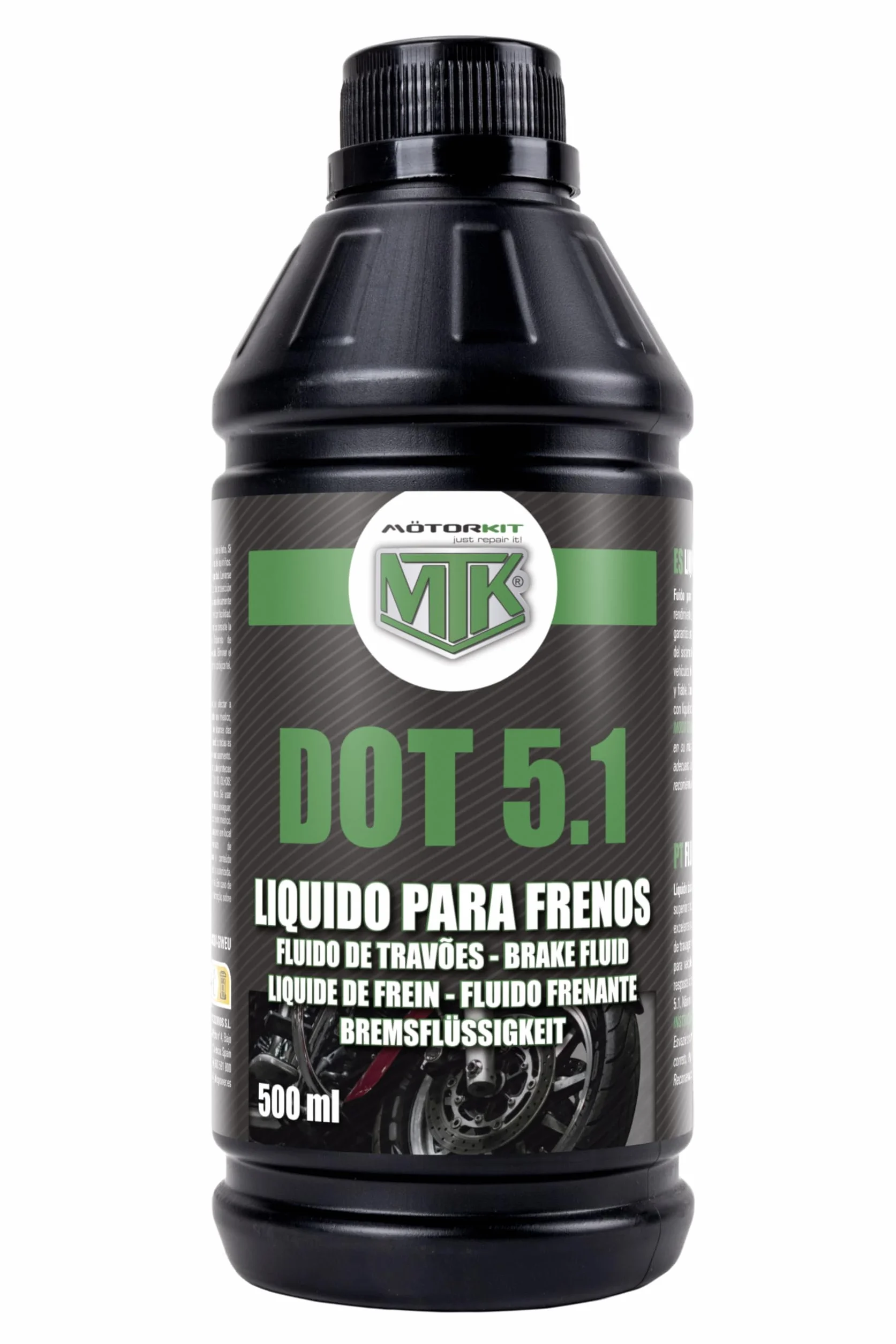 Motorkit Fluido Freni DOT 5.1 500 ml. Prestazioni Superiori in Condizioni Estreme. Conforme alla Norma ISO 4925.