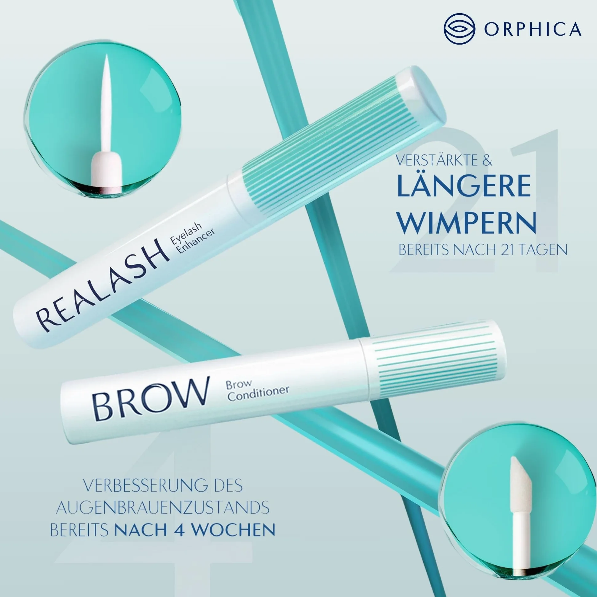 ORPHICA Brow & Realash Set - Siero per ciglia 3 ml + Siero per sopracciglia 4 ml - Crescita Intensiva Lash Serum Booster, Siero Allungante - Conditioner con Peptidi Attivi