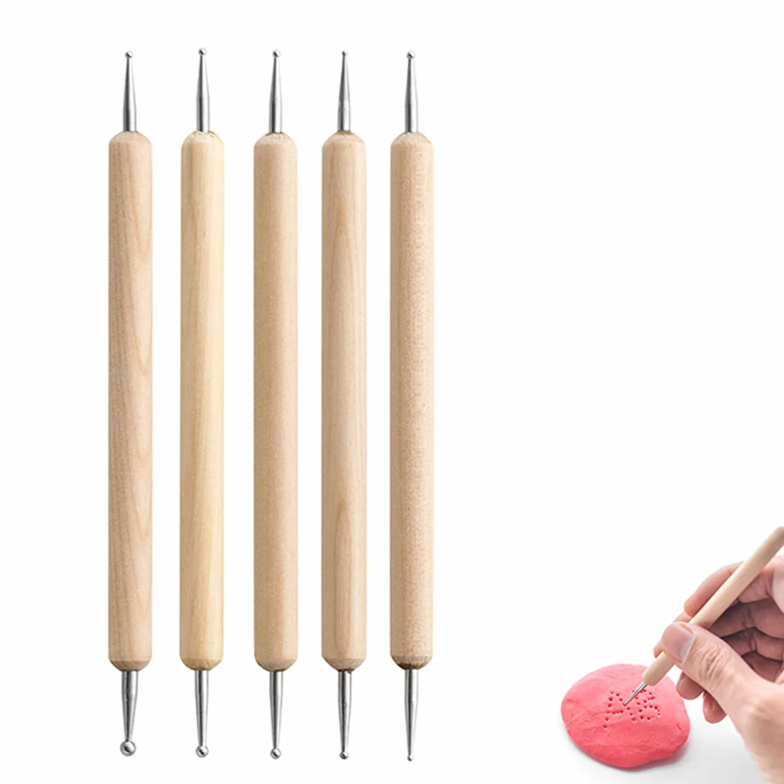 5 Pezzi Penne per Nail Art Attrezzi a Doppia Punta, Pennelli Unghie Doppia Testa, Decorazioni Unghie Penne Dotter