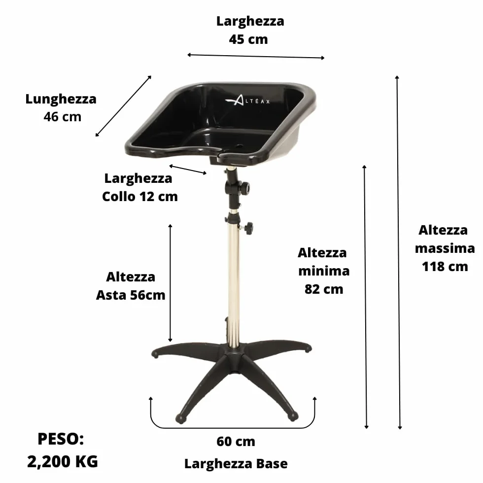 Altéax Lavatesta Portatile Per Parrucchieri Quadrato con Doccetta per Lavandino Universale – Design Ergonomico è Utilizzato Come Lavatesta per Disabili - Lavatesta Parrucchiera Professionali