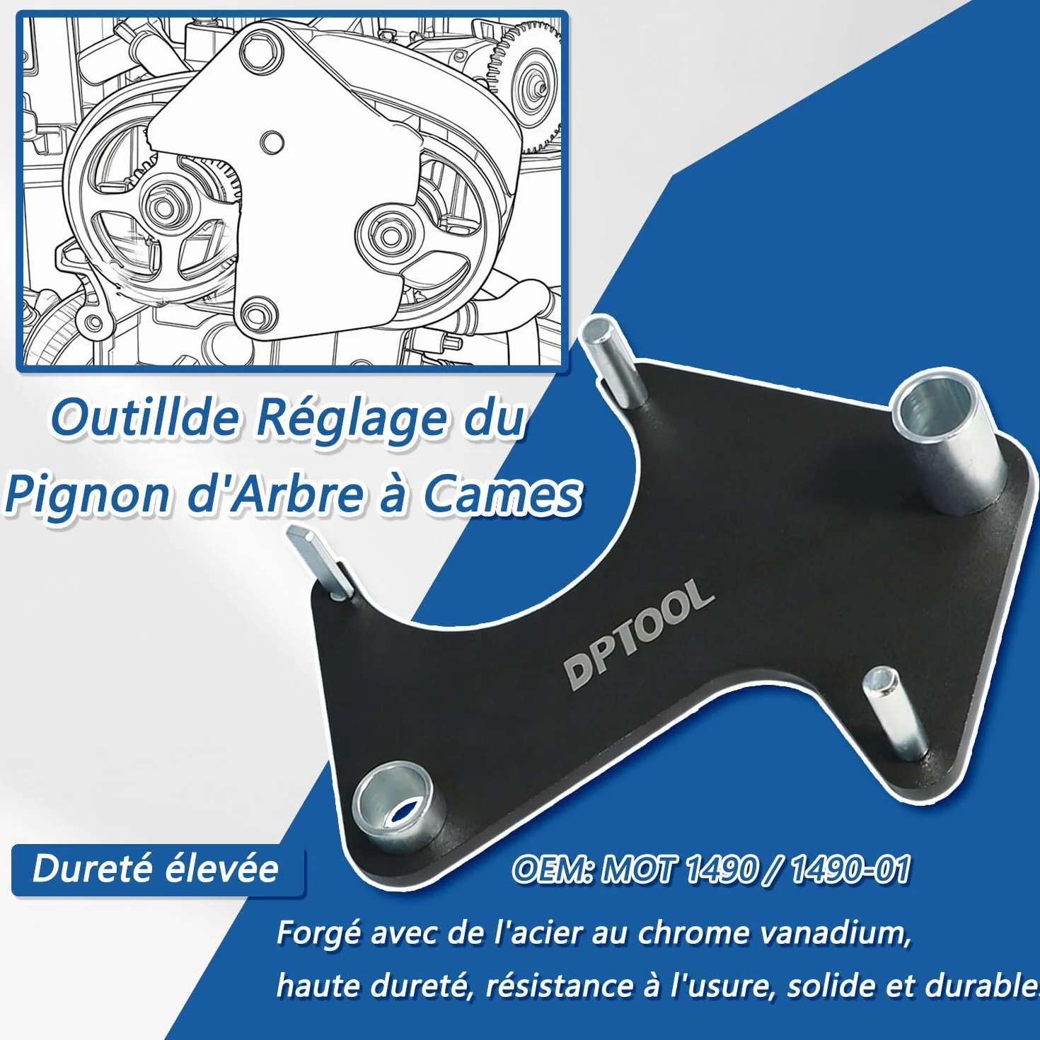 DPTOOL Strumenti di bloccaggio fasatura albero a camme Compatibile Renault Clio Laguna Megane 1.4 1.6 1.8 2.0 16V K4J K4M F4P F4R