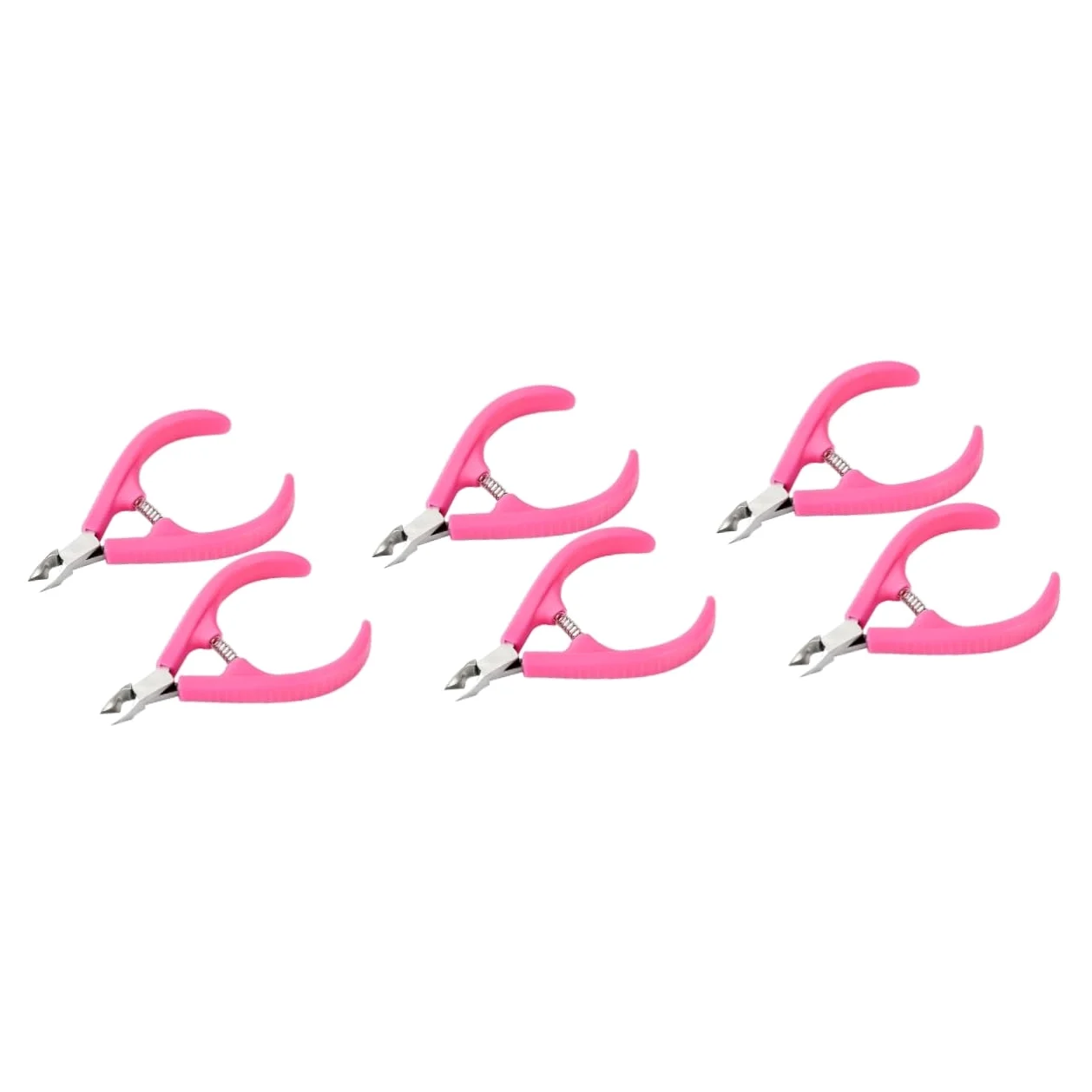 FRCOLOR 6pezzi Pinze Per Cuticole Plastica Con Manico Antiscivolo Per Manicure e Pedicure Rosa Strumento Professionale Per Rimuovere La Morta Salone e Casa