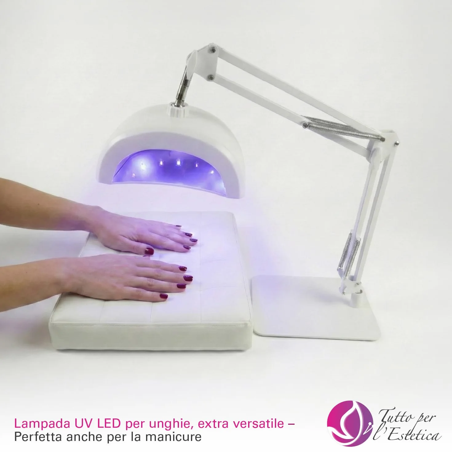 Lampada UV Led Unghie Professionali 48W con Stativo per Pedicure, Manicure ed Estetista, Regolabile e Rotante | Fornetto Unghie Semipermanente per Smalto Gel, con Attivazione Automatica