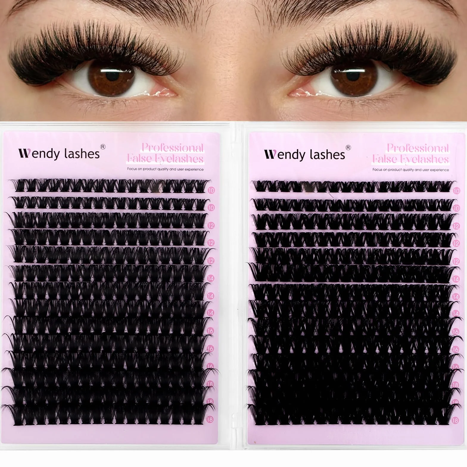 Ciglia Finte Ciuffetti 594PCS 80D+100D D-Curl 10-18mm Look Naturale Lash Extensions DIY