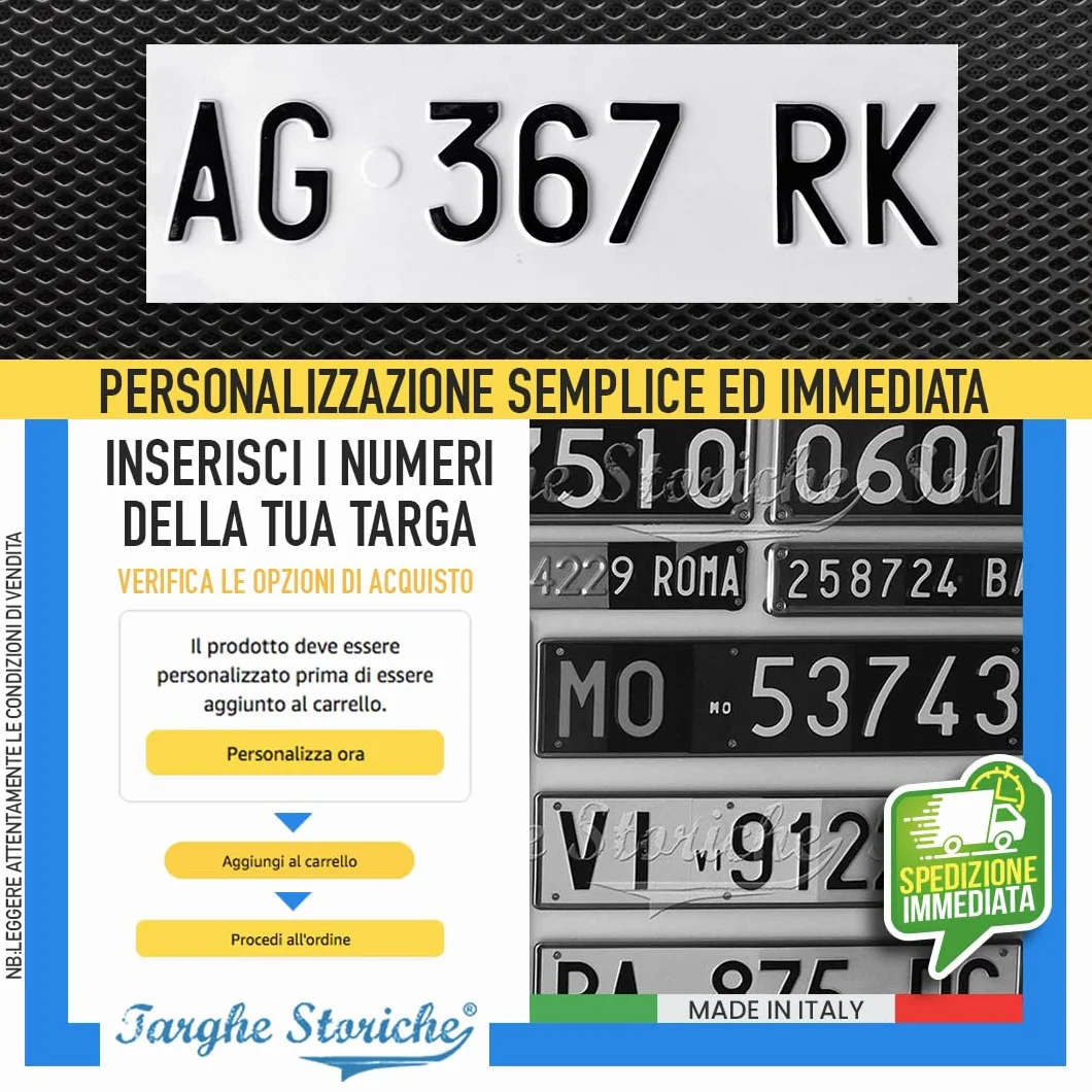 Targhe Storiche Targa Personalizzata Anteriore 1995-1997 Aluminio Catarifrangente Made in Italy