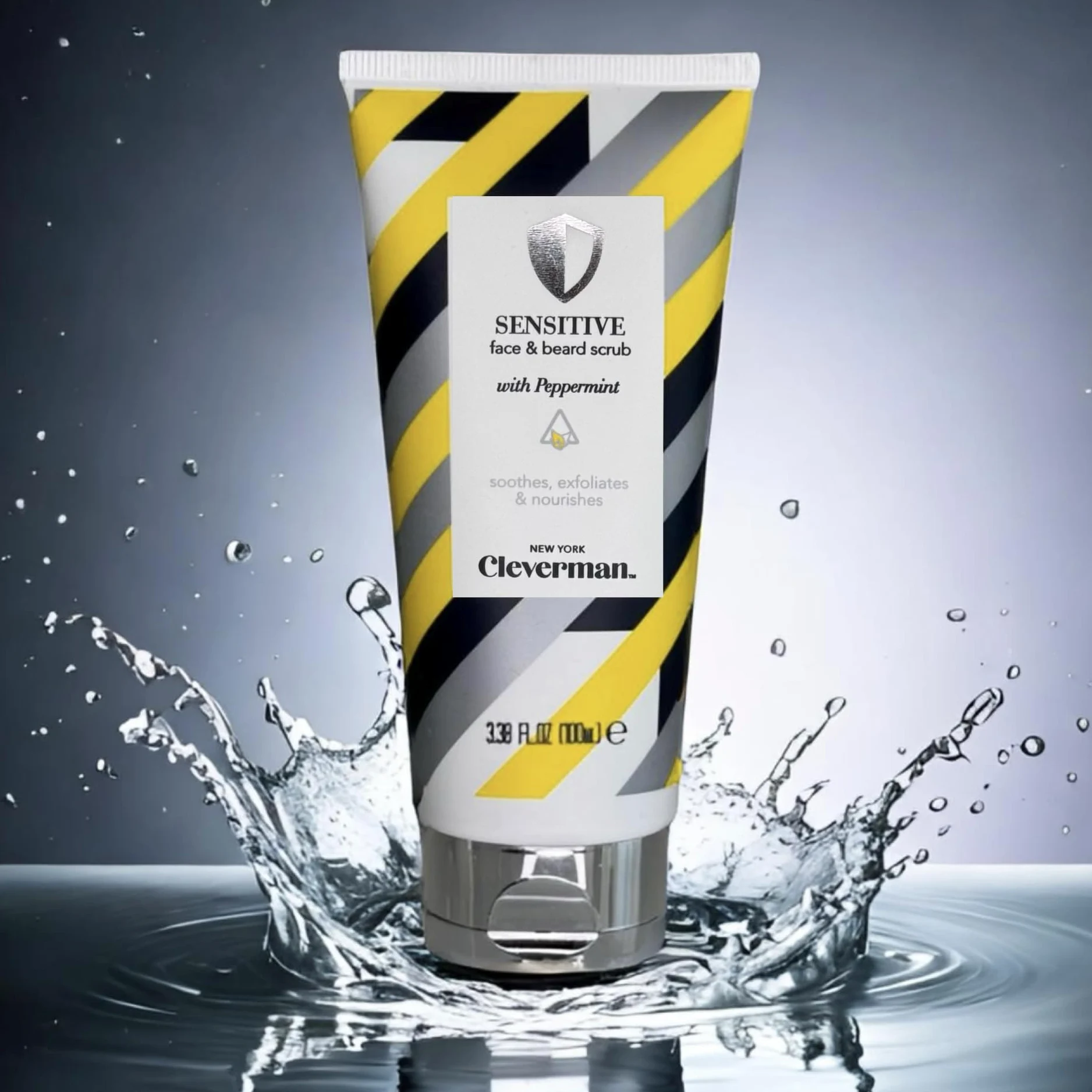 CLEVERMAN Esfoliante viso e barba per uomini, 100 ml, detergente viso esfoliante con infusione di menta