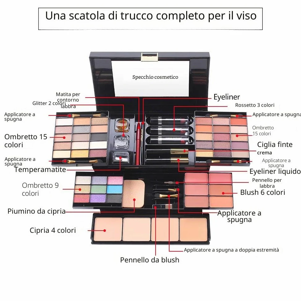 49 Colors Makeup Kit Combination with Eyeshadow Blusher Press Powder and Lip Gloss - Ideal Make Up Cosmetic Set for Professional and Daily Use #1
