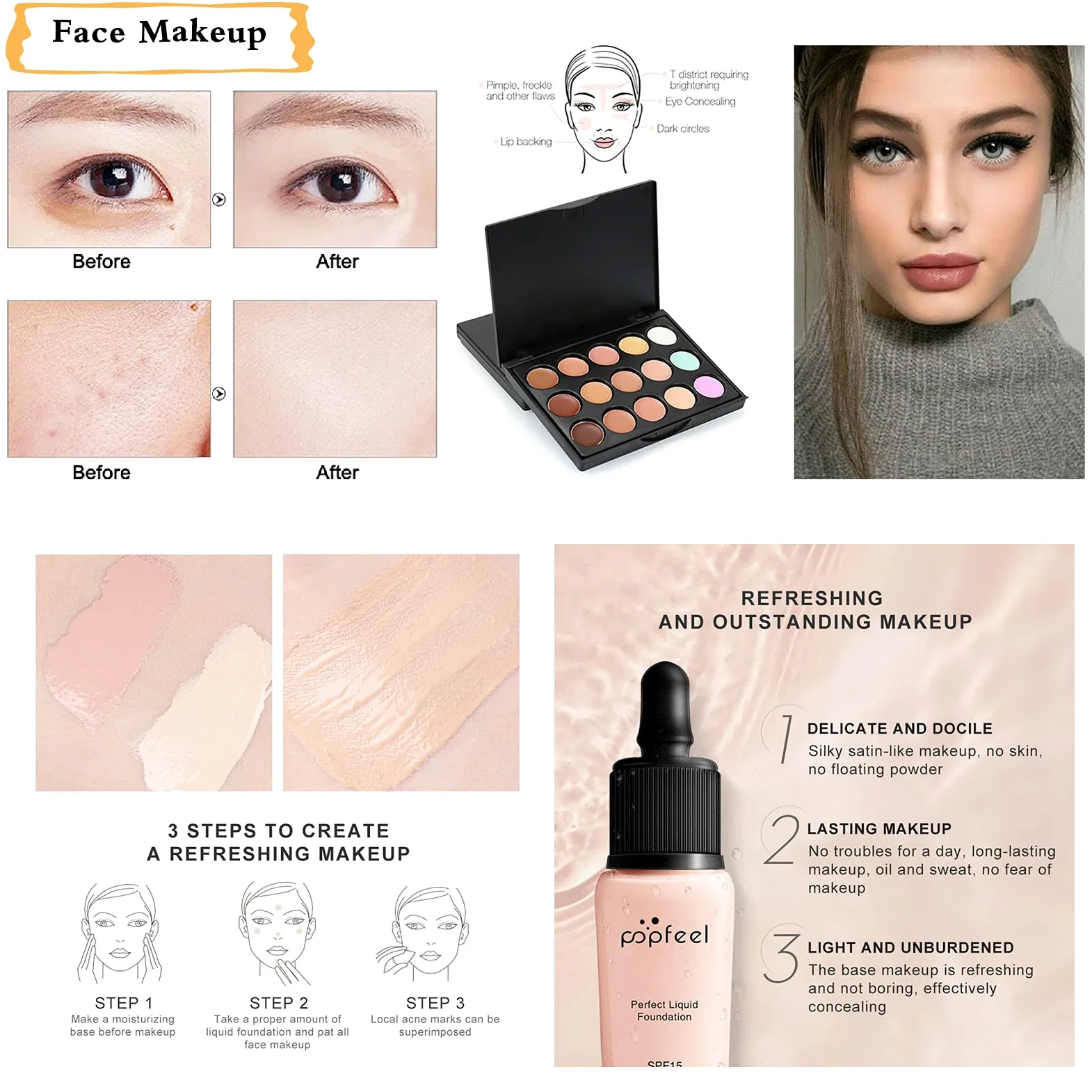 Kit per Trucco Completo, 37 Pezzi Cosmetico Valigetta per Principianti con Ombretti Correttore Rossetto Lucidalabbra Fard ecc - Sorpresa Regalo Trousse di Trucchi, per l'uso quotidiano e viaggio#3