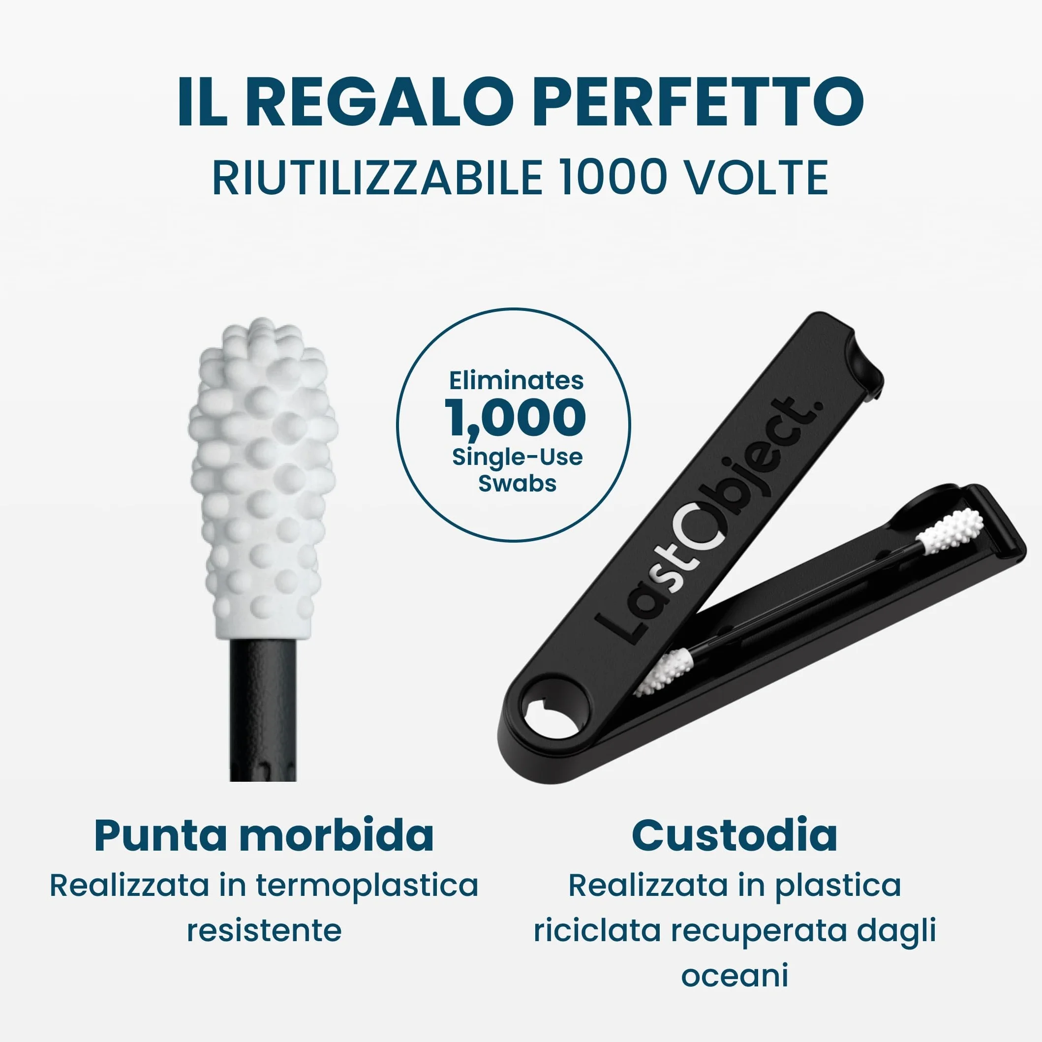 Bastoncini riutilizzabili per la pulizia delle orecchie – Alternativa sostenibile ai bastoncini usa e getta – Facili da pulire – Con custodia da viaggio - Nero