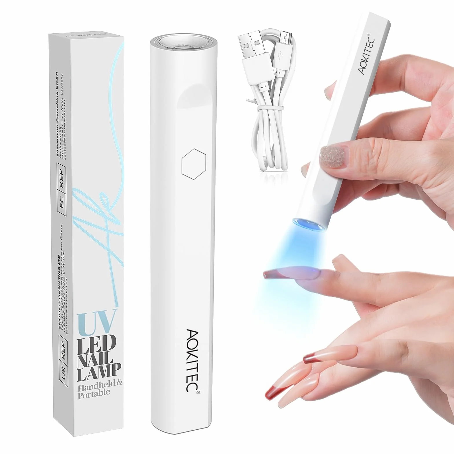 Aokitec Lampada UV LED Unghie, Lampada portatile per unghie, lampada semipermanente unghie, Unghie delle mani e dei piedi ad asciugatura rapida, Previene l'oscuramento della pelle intorno alle unghie