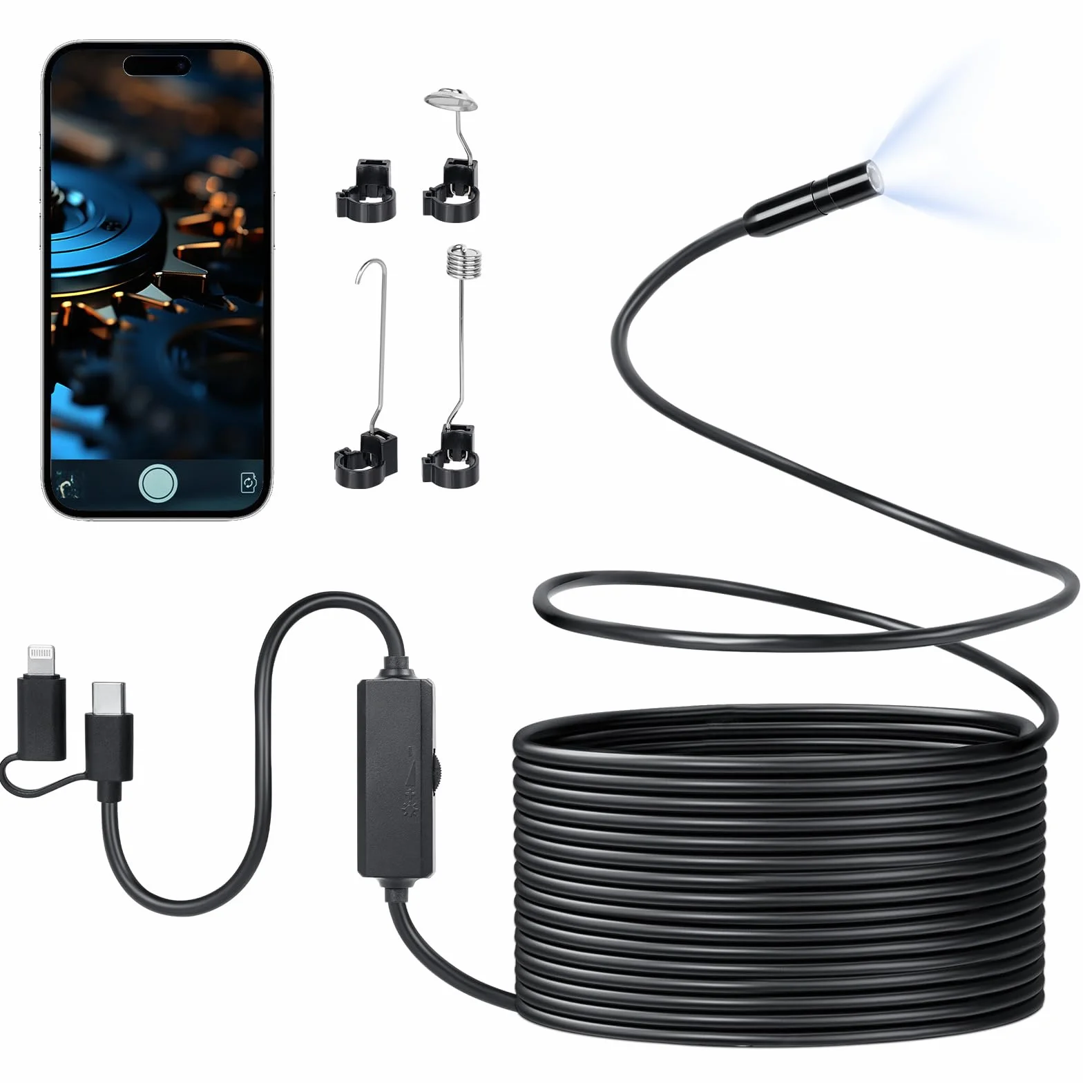 Endoscopio per Smartphone 1920P 8 LED IP67 Impermeabile Compatibile iOS Android 5M