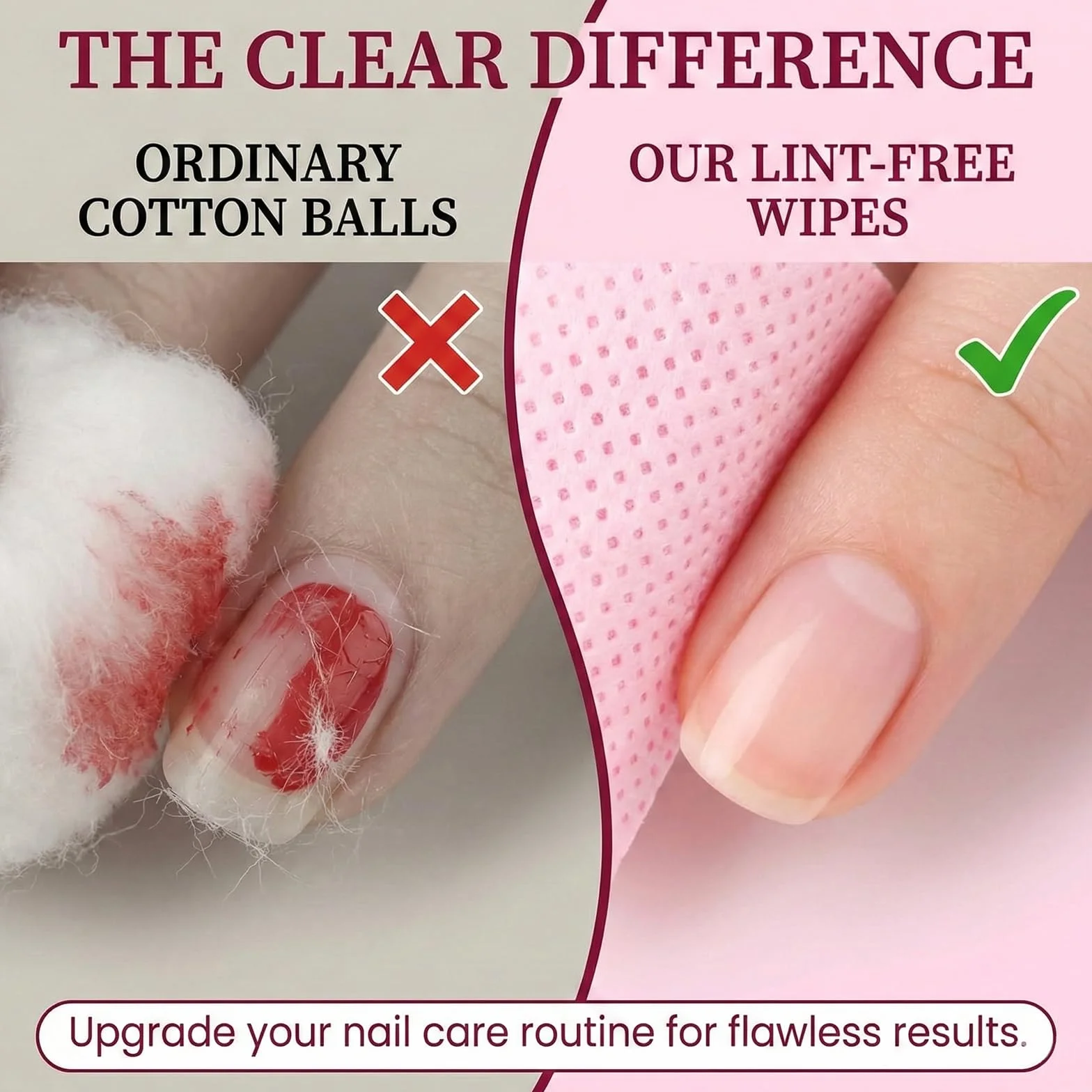 300 Pezzi Pad Senza Pelucchi per unghie in Cellulosa Quadrate, Salviette per Unghie, Unghie Rimozione Pulizia Pads per Rimuovere Smalto e Gel per unghie fai da te e saloni (Rosa)