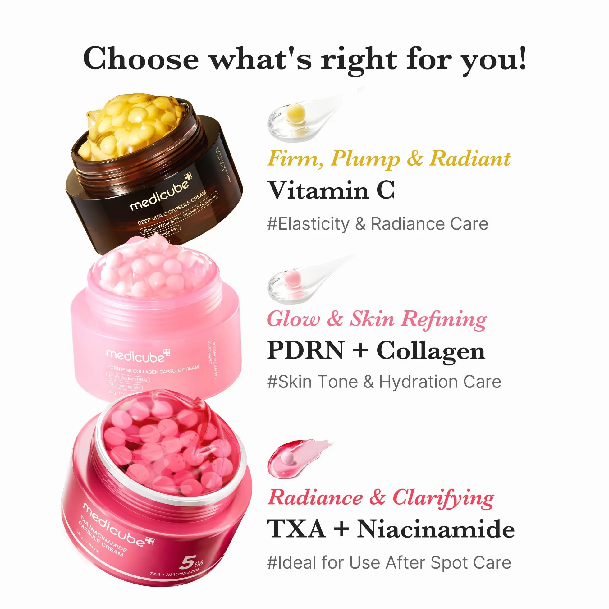 medicube Crema Idratante Viso Deep Vitamin C Golden Capsule Liposomi Rughe Skin Radiance Gel Trasparente 1,94 Oz