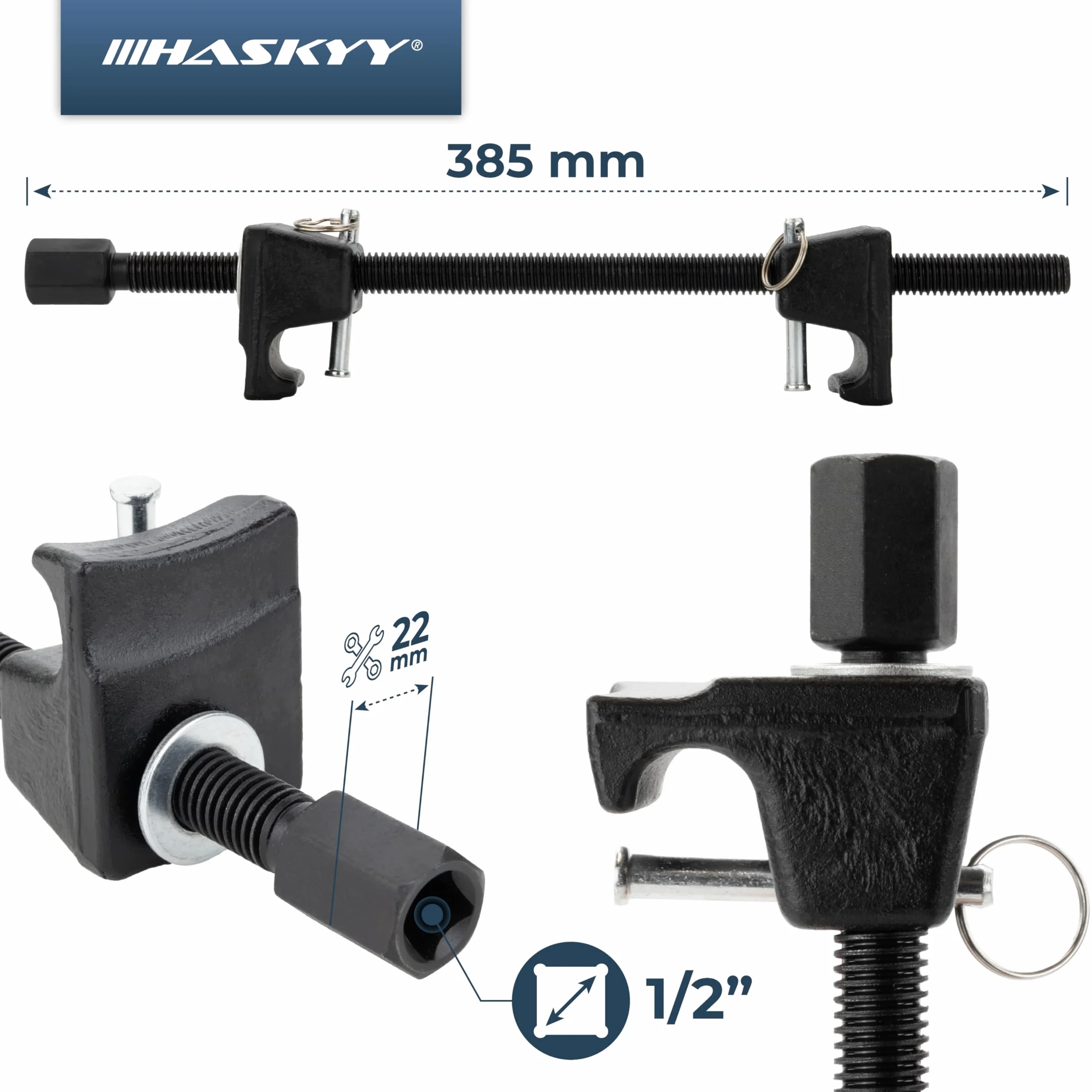HASKYY Set tenditori per molle 380 mm universale per auto