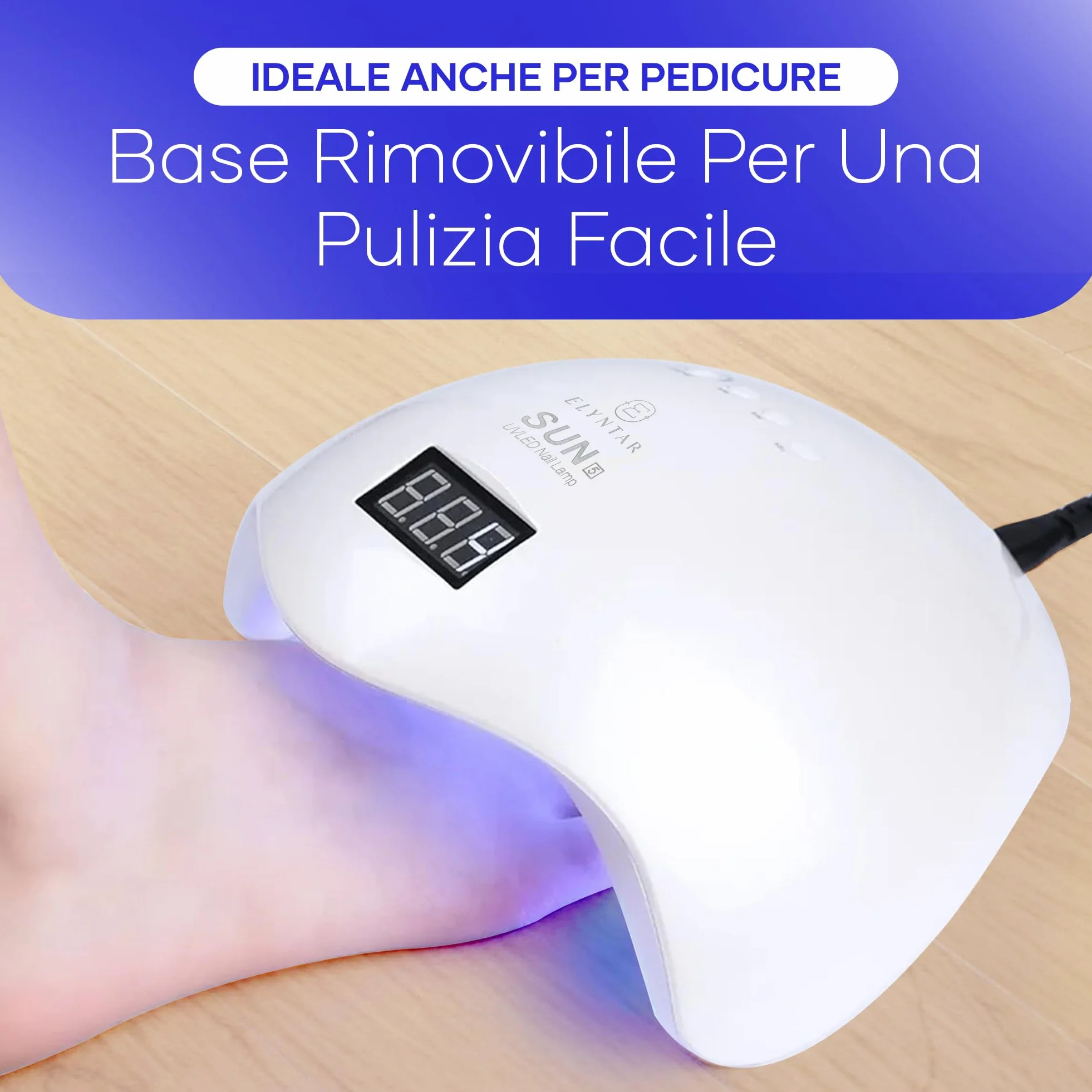 SUN 5 Lampada UV LED 48W per Unghie con Sensore e Timer | Sensore Automatico, Timer 10s/30s/60s/99s, Display LCD, 24 LED