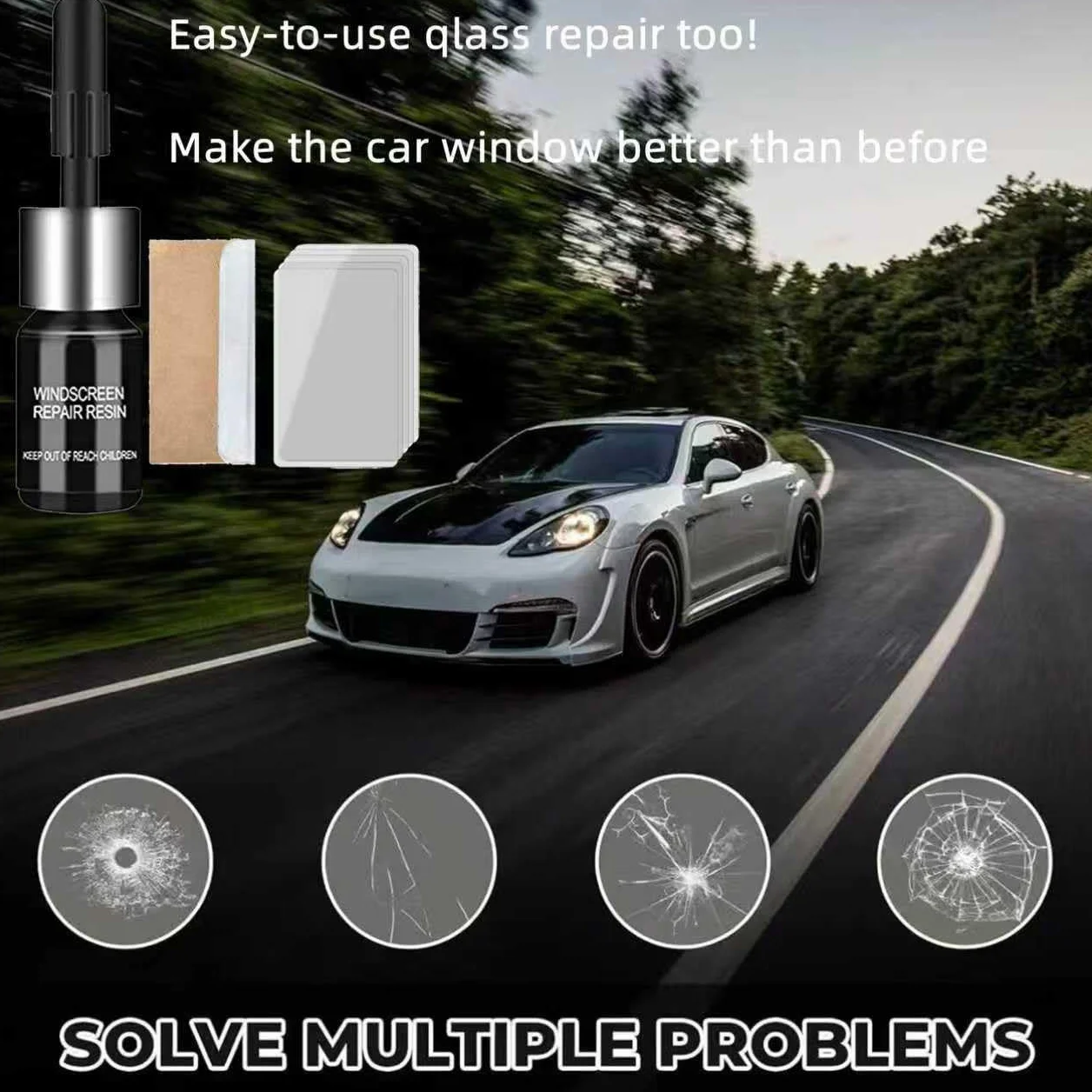 Kit Riparazione Parabrezza Auto, Ripara Vetro Incrinature Scheggiature Fessure Graffi