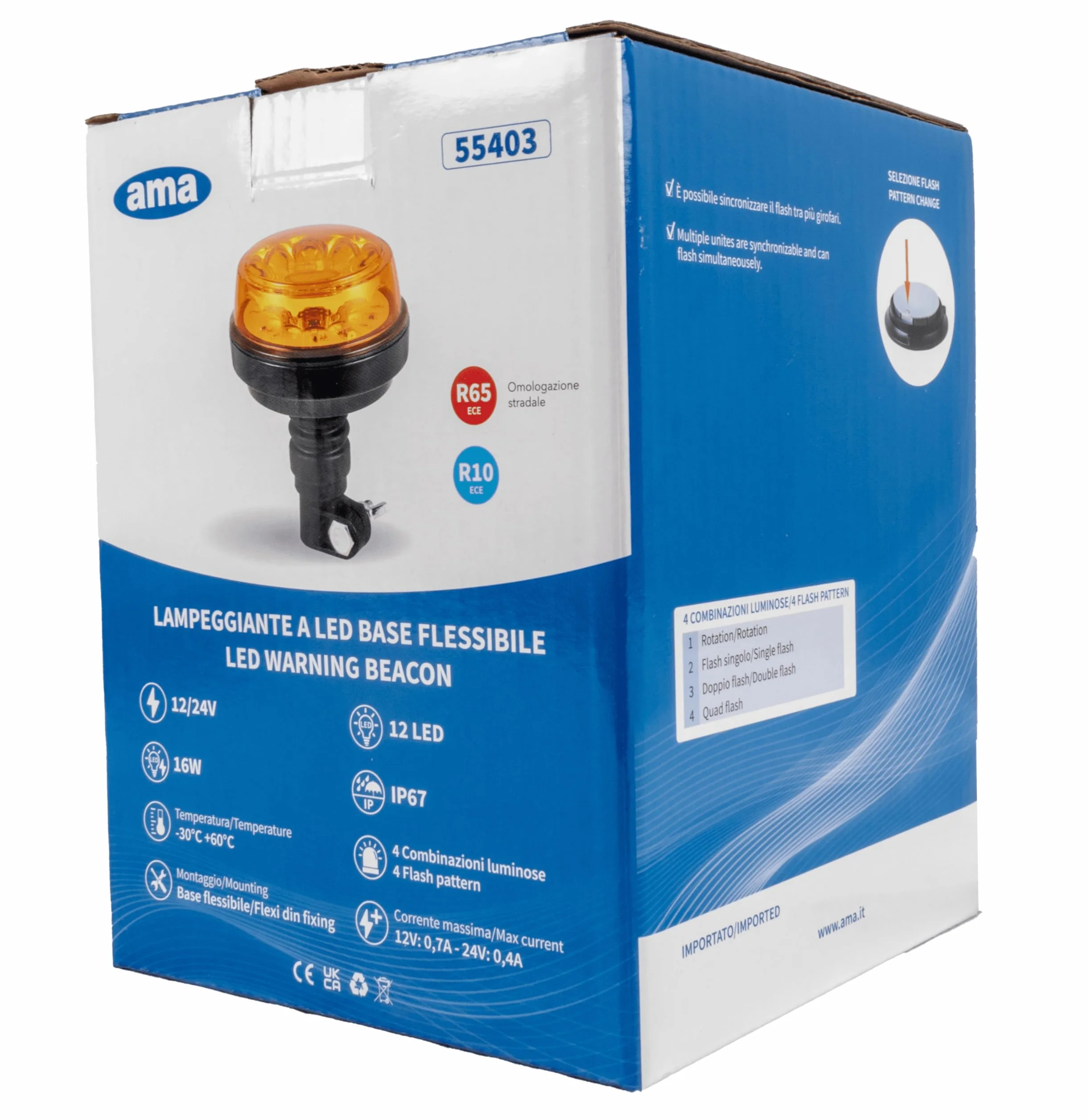 Lampeggiante LED 12-24V IP66 Base Flessibile