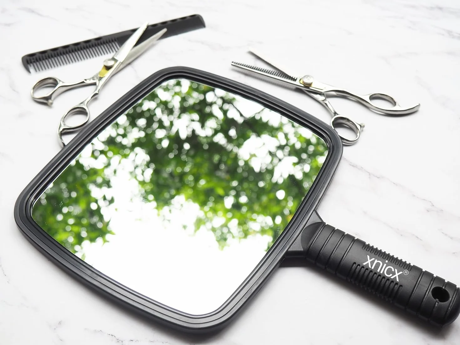 Professionale Specchio a Mano con Manico per Parrucchiere, Barbiere, Trucco e Viaggio