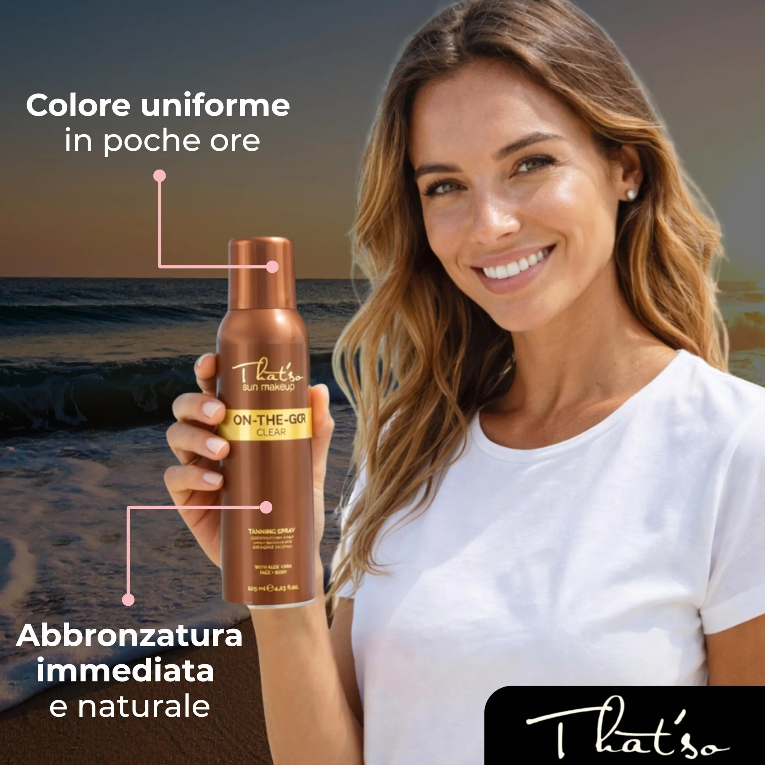 That’so Spray Autoabbronzante Viso e Corpo 125 ml On The Go Clear Abbronzatura Istantanea Naturale Effetto Bronze