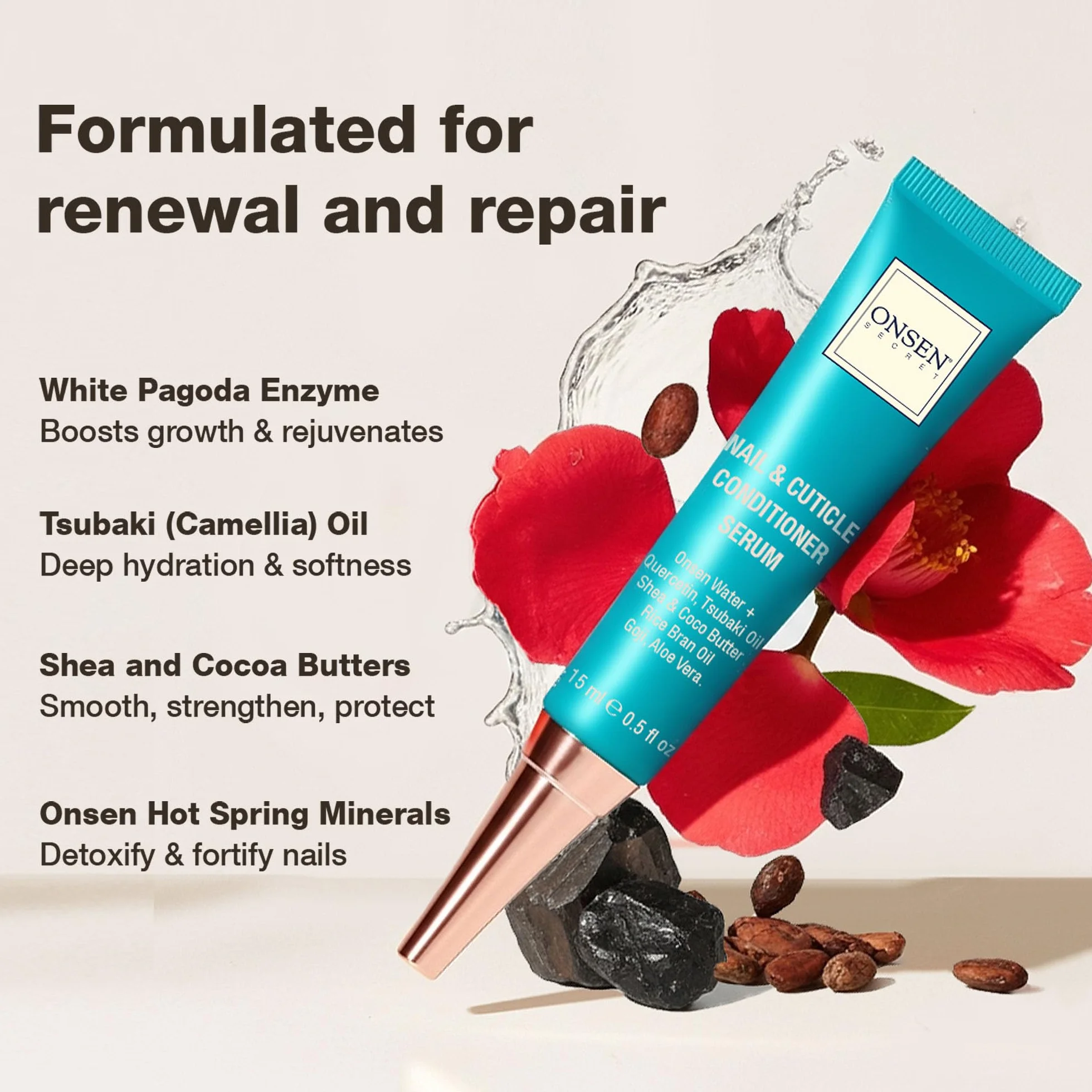 Onsen Secret Olio per Cuticole (15ml), Olio Cuticole Unghie Professionale con Minerali Benefici Giapponesi, Olio Unghie e Cuticole ad Azione Lentiva, Riparatrice e Rinforzante, Risultati Visibili
