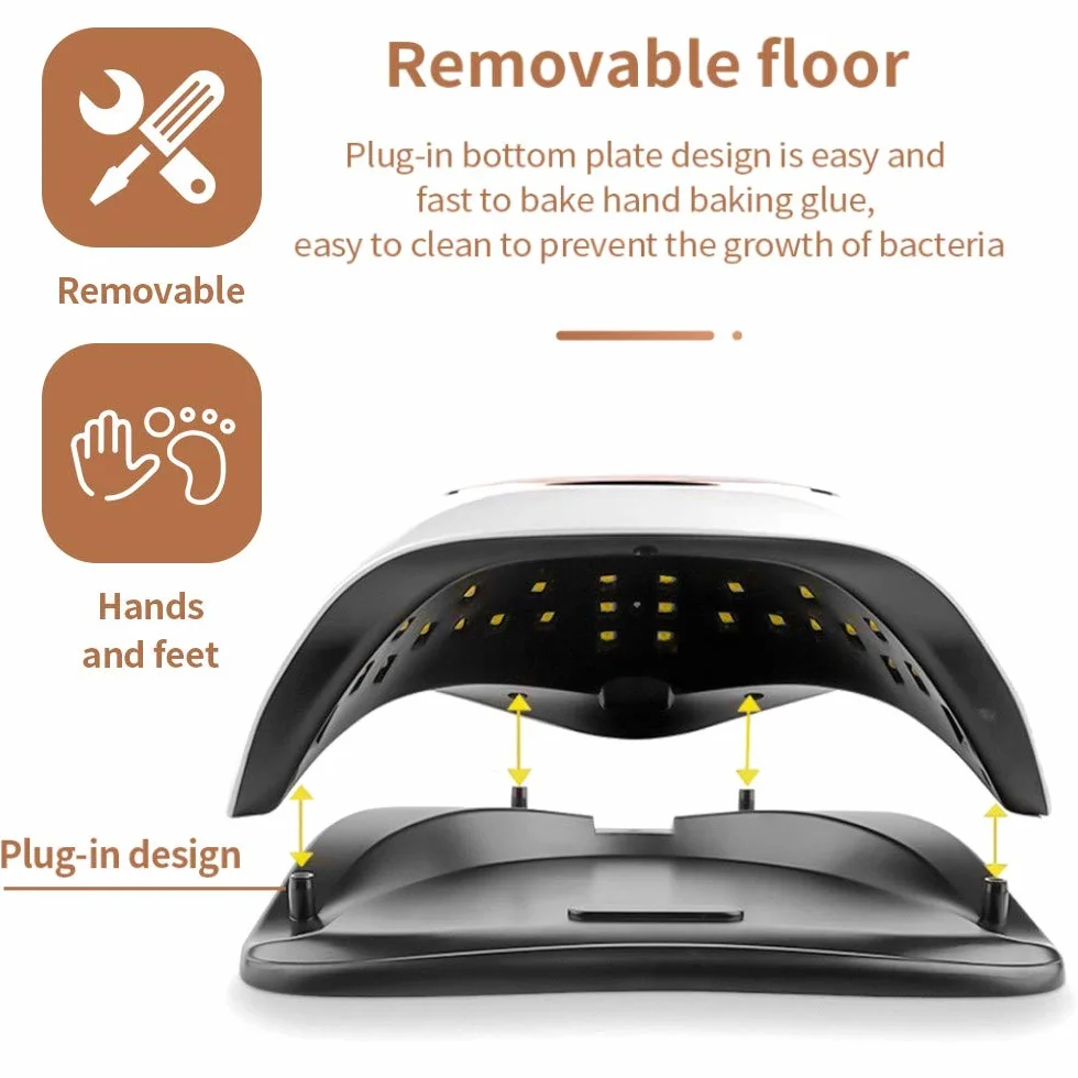 Lampada Unghie UV LED,168W Fornetto per Manicure/Pedicure Permanente Smalto Semipermanente 4 Timer con 10s/30s/60s/99s Display LED Automatico Sensore