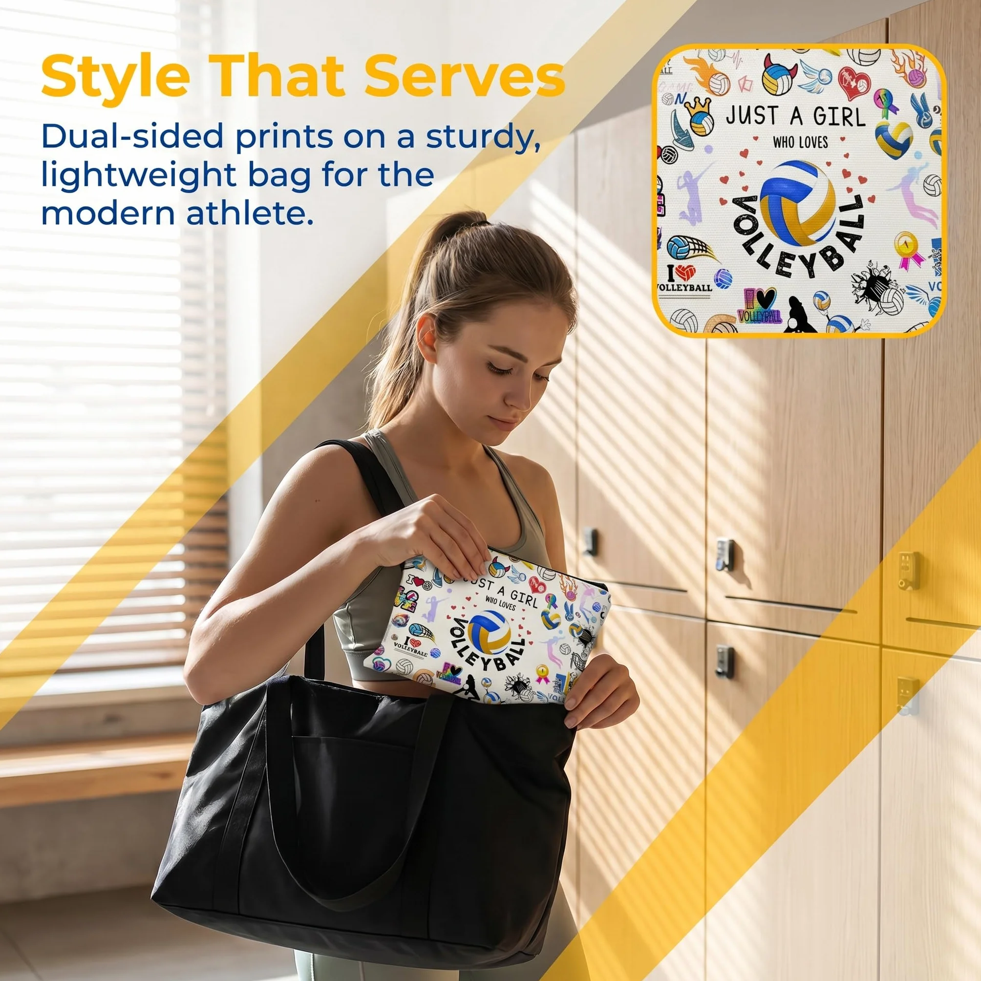 Borsa Cosmetica Da Pallavolo Da 1 Pezzo E Portachiavi Da 1 Pezzo, Stampa Fronte-Retro, Grande Capacità, Custodia Portatile Per Viaggi E Fitness, Ciondolo Decorativo Per Zaino Sportivo.