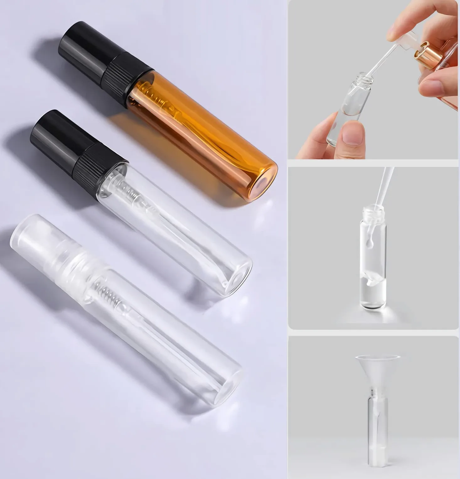 100 Pezzi 10ml Vuoto Flacone Spray Vetro Trasparente, Bottiglia di Profumo, Mini Flacone Spray per Nebbia Riutilizzabile Portatile, Piccolo Spray Tascabile, Cosmetica, Viaggio