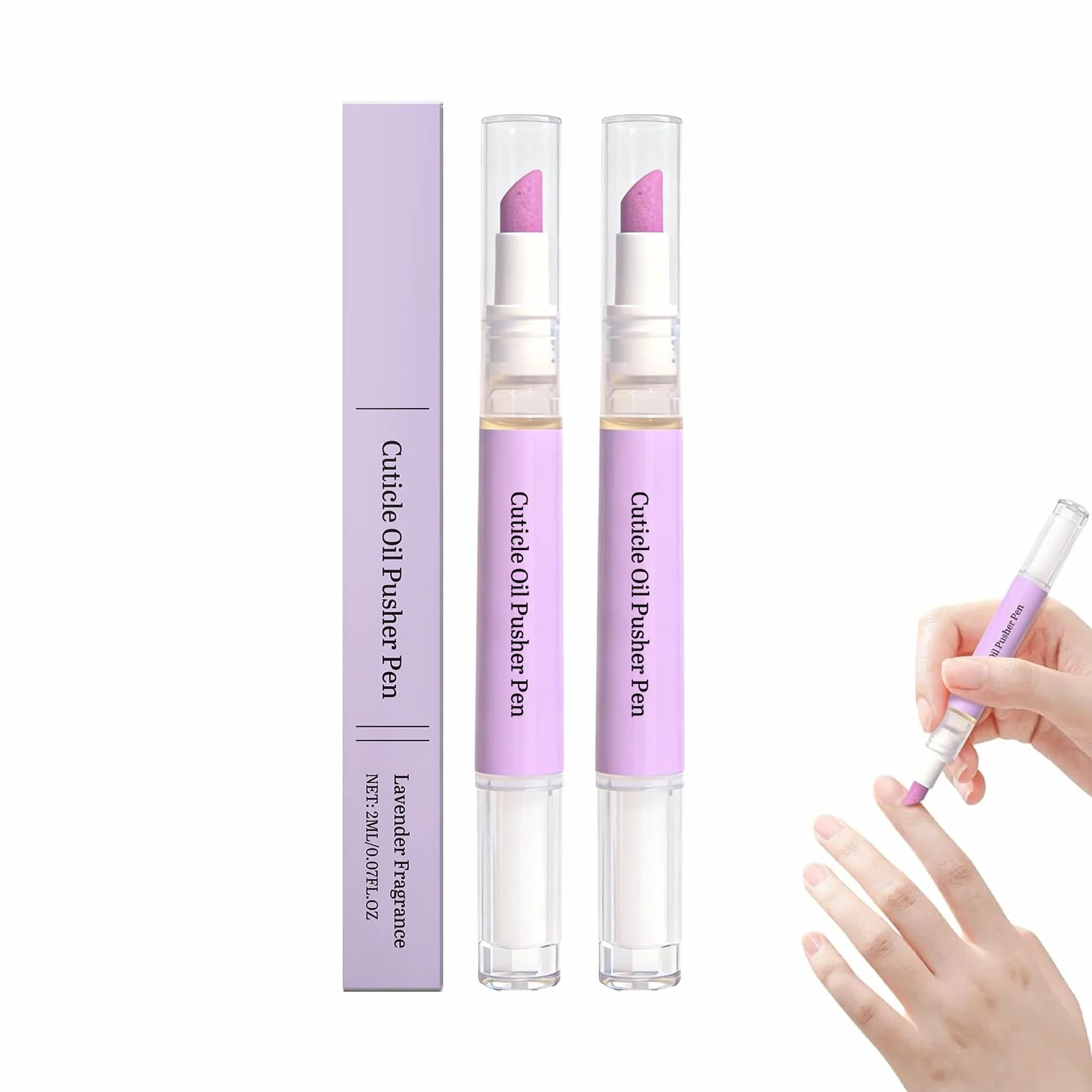 Penna Olio Cuticole 2 in 1 con Punta in Ceramica, Spingi Cuticole e Olio Cuticole Unghie, Cuticle Remover per Cuticole Secche e Danneggiate, Trattamento Idratante per Unghie (2 Pezzi)