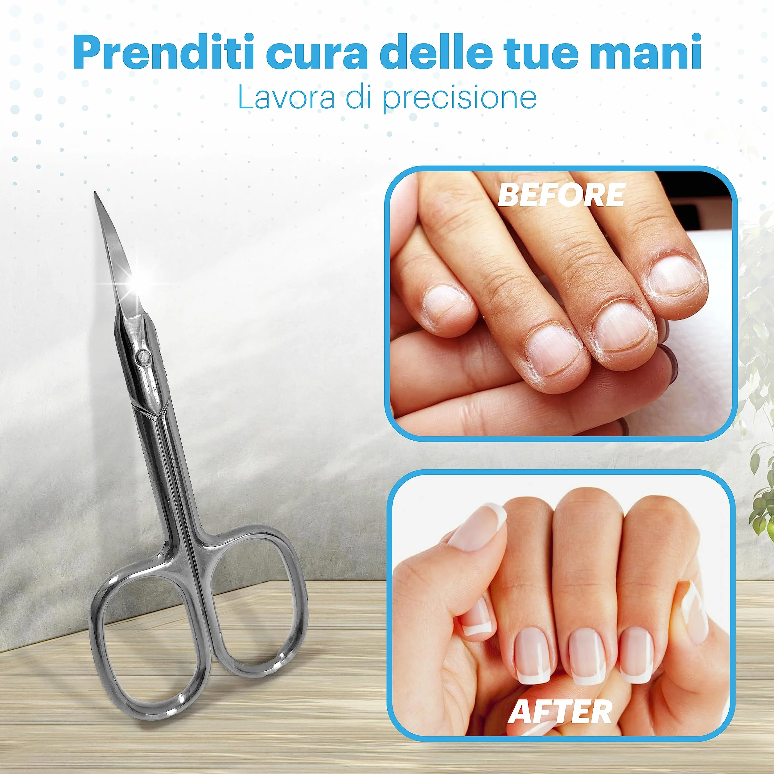 Forbici per Cuticole in Acciaio Inox Professionale Lama di Precisione Manicure Pedicure