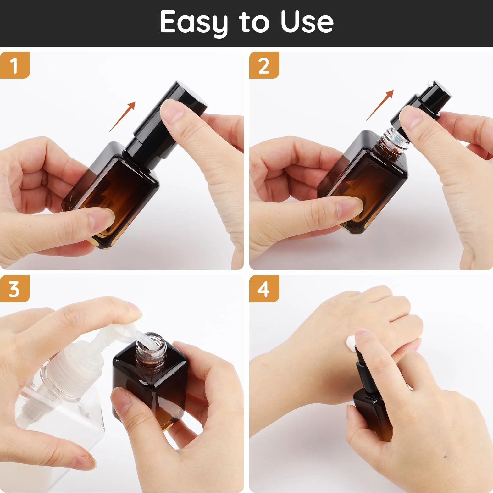 Segbeauty Contenitori da Viaggio Marrone, 2 Pezzi 30ml Bottiglie Vuote in Vetro, Flaconi Viaggio, Leggero e Portatile, per Fondotinta Liquida, Acqua Detergente