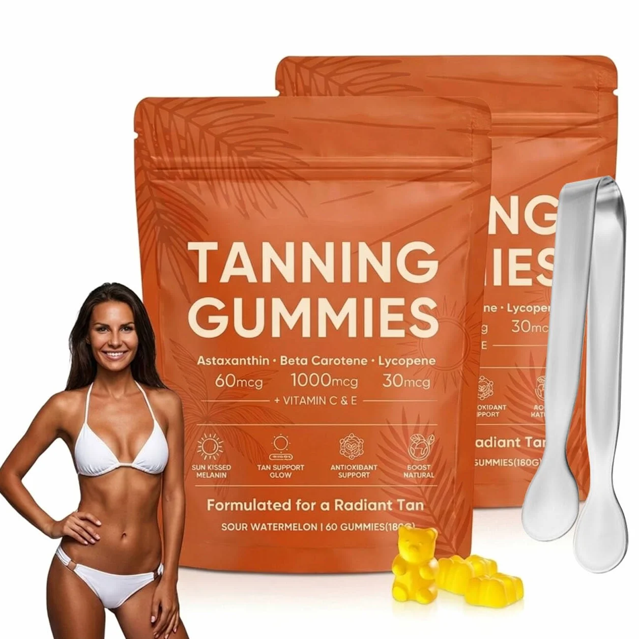 Gummies abbronzanti da donna,2026 abbronzatura rapida senza sole,integratore abbronzatura,luminosità e idratazione della pelle per un bagliore