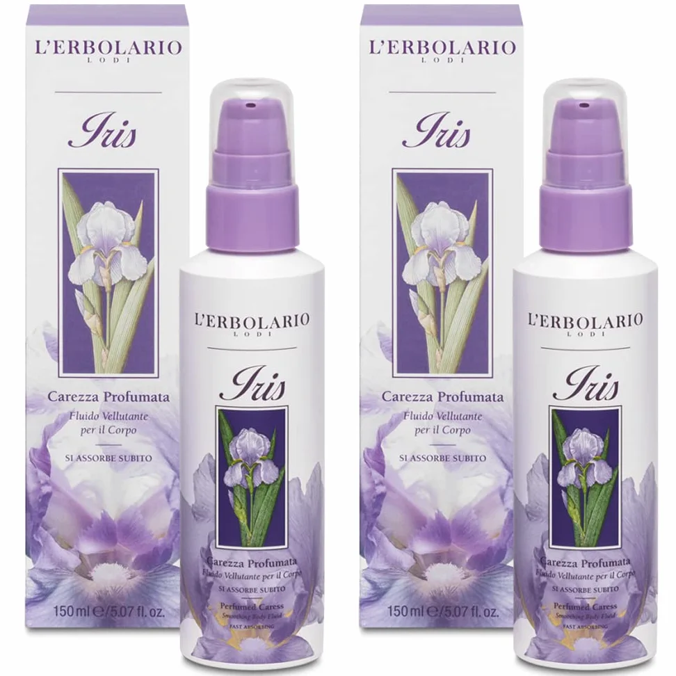 2x L'Erbolario - IRIS Carezza Profumata - 150 ml - Emulsione Fluida Vellutante per il Corpo - Pacchetto da 2 confezione da 150 ml l'una + in OMAGGIO 2 Tisane Funzionali Viropa