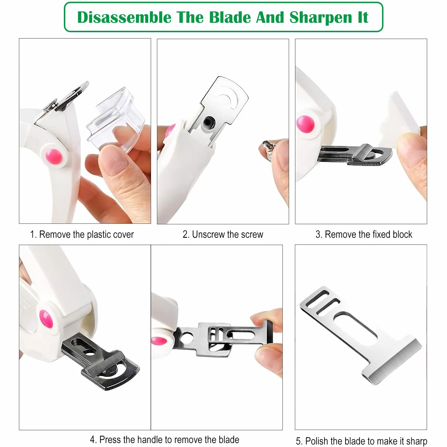 Tagliaunghie Professionale in Acciaio Inossidabile per Unghie Finte in Gel con Lame Removibili