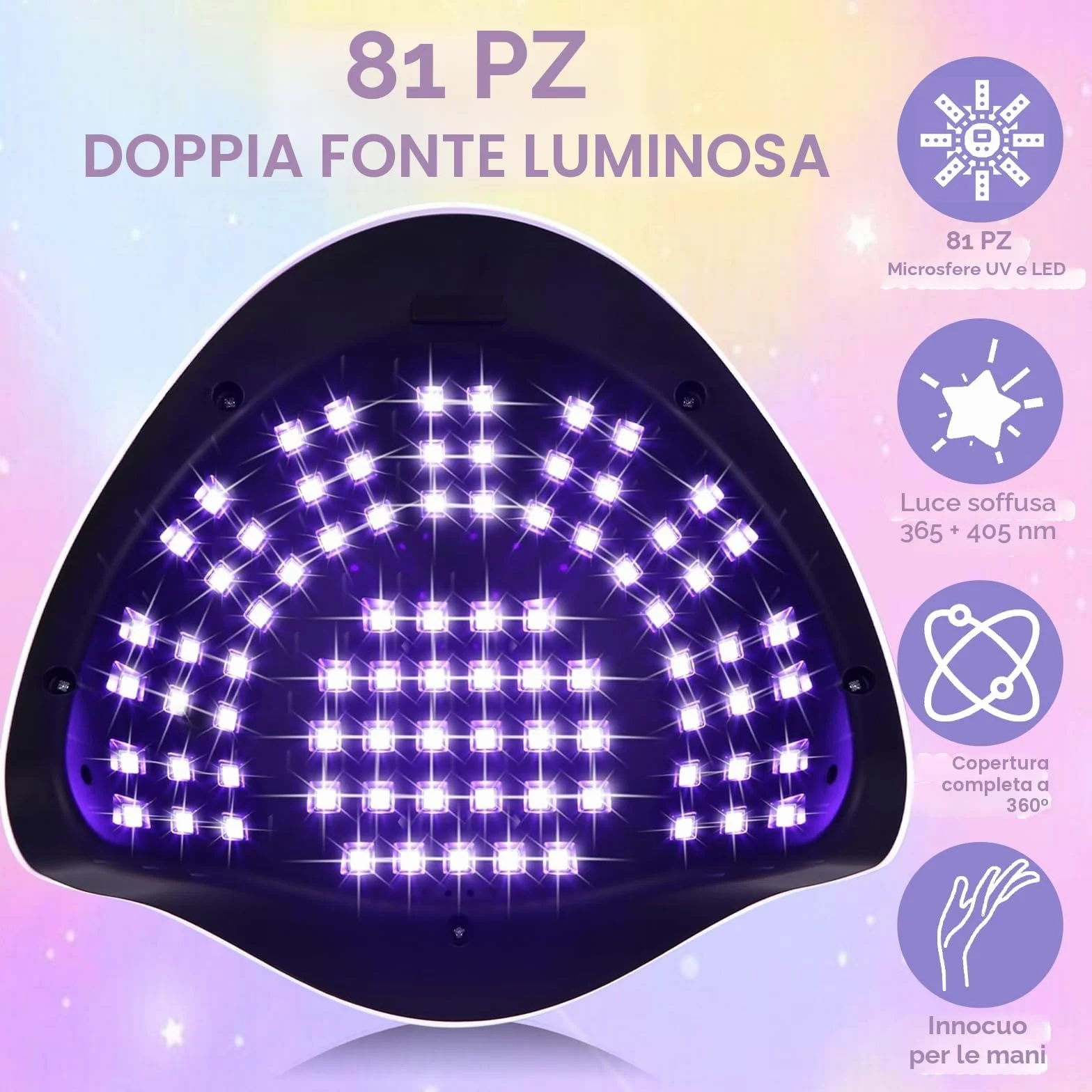 Lampada UV LED Unghie Professionale 380W 81 Perle 4 Timer LCD Display Sensore Automatico