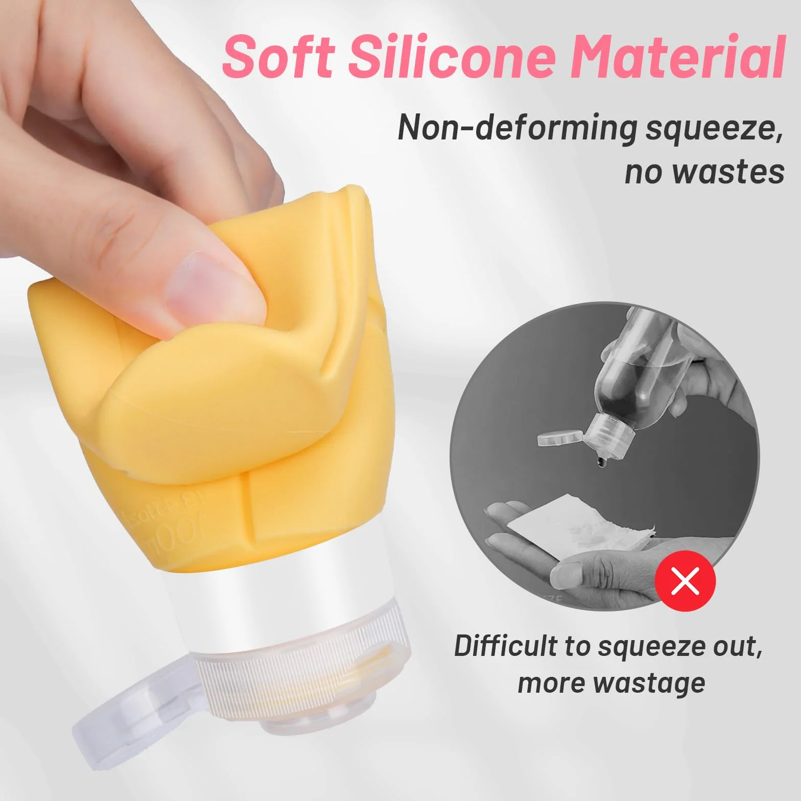 Alyvisun 4 Pezzi Flaconi da Viaggio in Silicone Ricaricabili 100ml per Shampoo, Lozione, Cosmetici