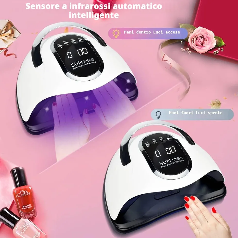 Lampada UV LED per Unghie 280W 66 LED Asciugatura Rapida Sensore Automatico Portatile
