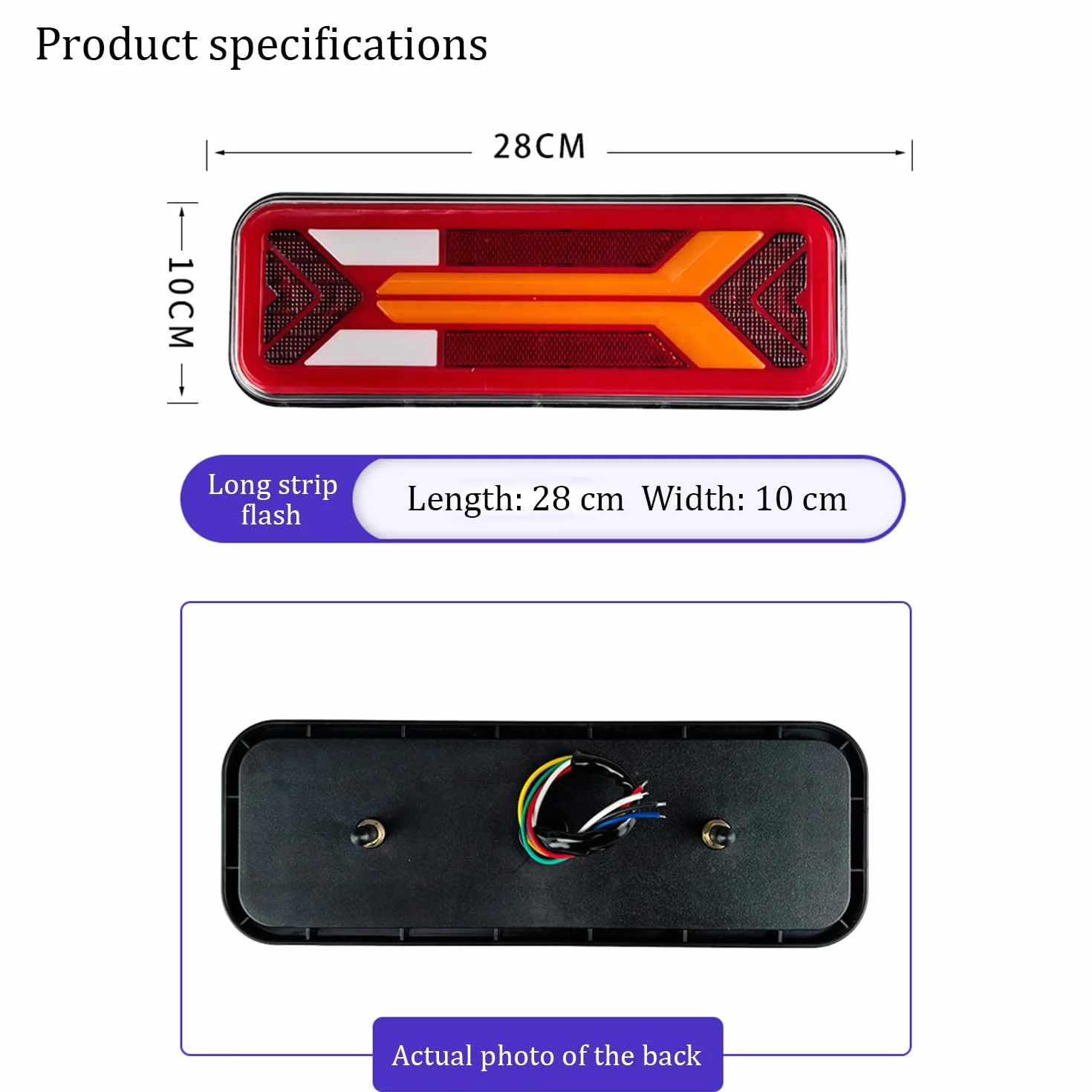 LED Fanali Posteriori 12/24V 46x13 cm Impermeabile Cinque Funzioni per Furgoni Camion Auto