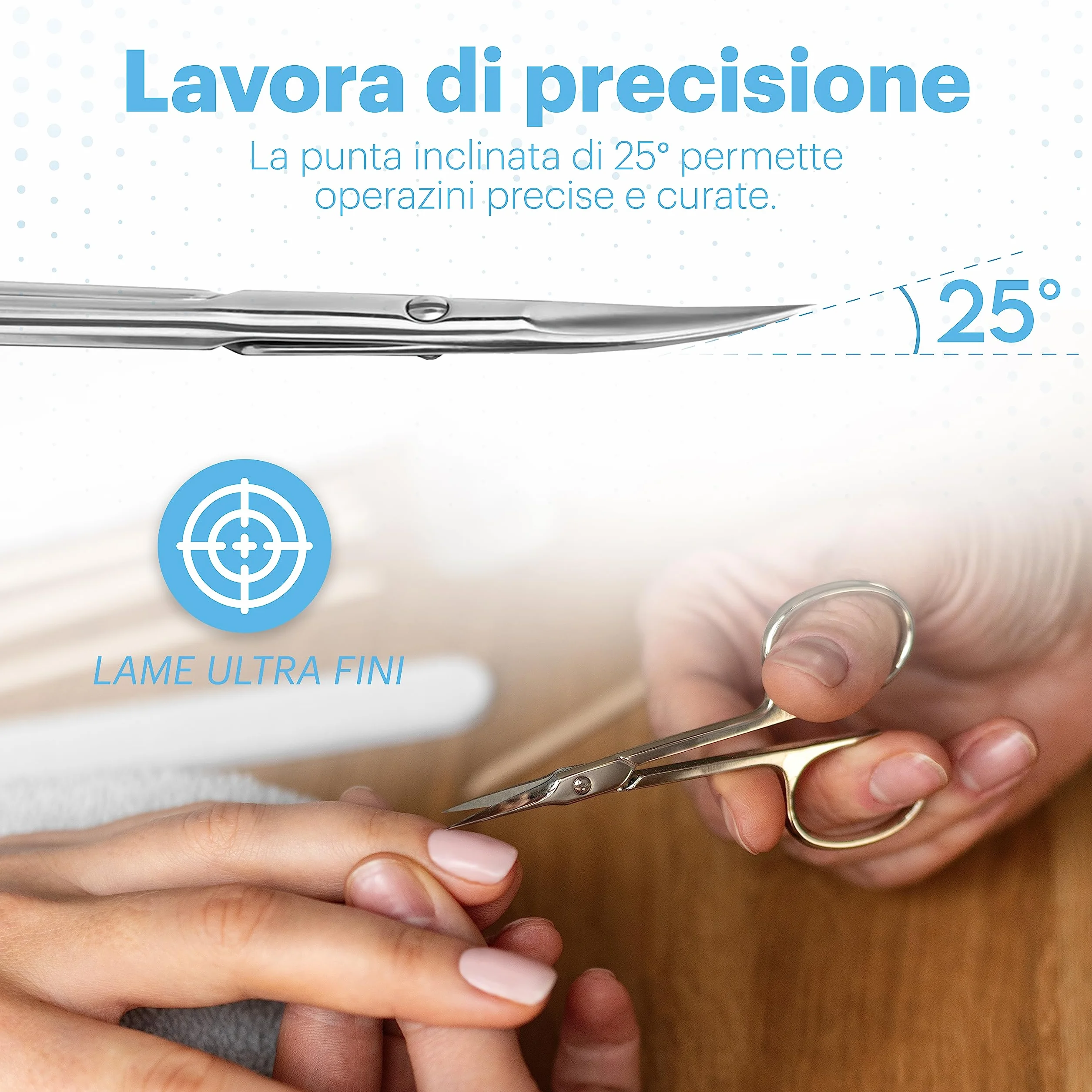 Forbici per Cuticole in Acciaio Inox Professionale Lama di Precisione Manicure Pedicure