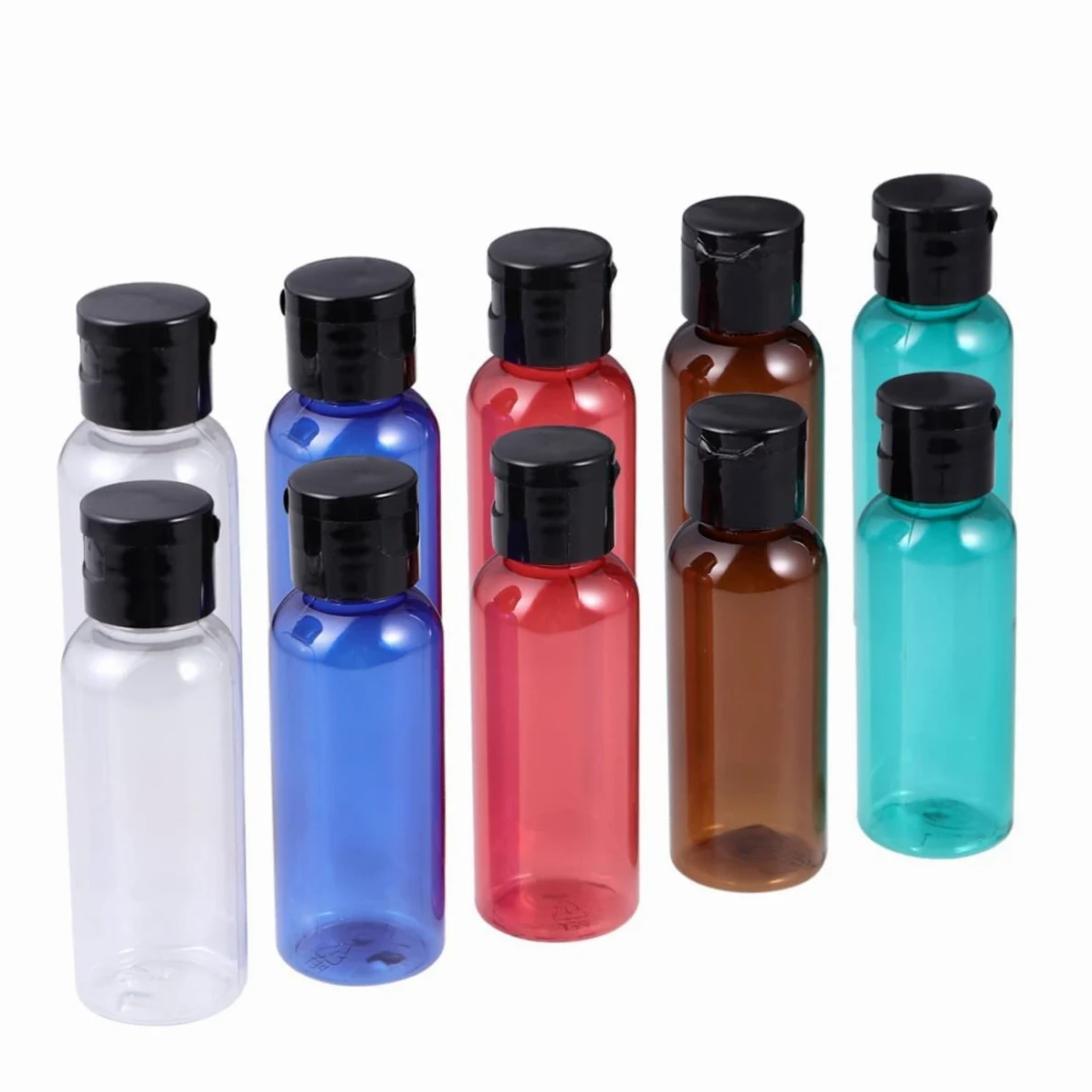 Housoutil 30pezzi Bottiglie Ricaricabili Per Viaggio Contenitori Vuoti Pratici Rosso Verde Marrone Blu e Trasparente Per Gel e Lotion