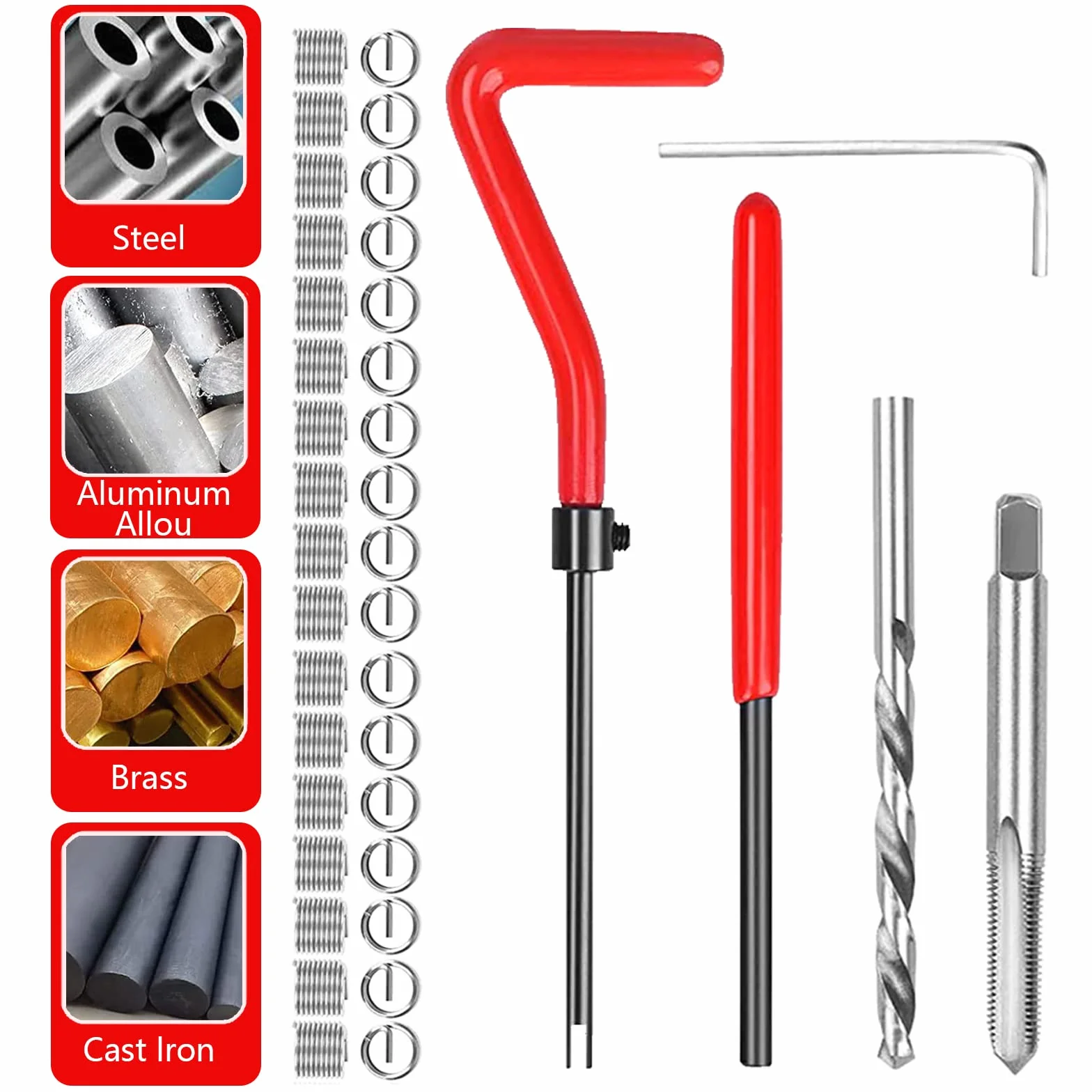Kit Riparazione Filetti M6 Helicoil 40 Pezzi Inserti Filettati Barra Filettata M6 x 1 mm