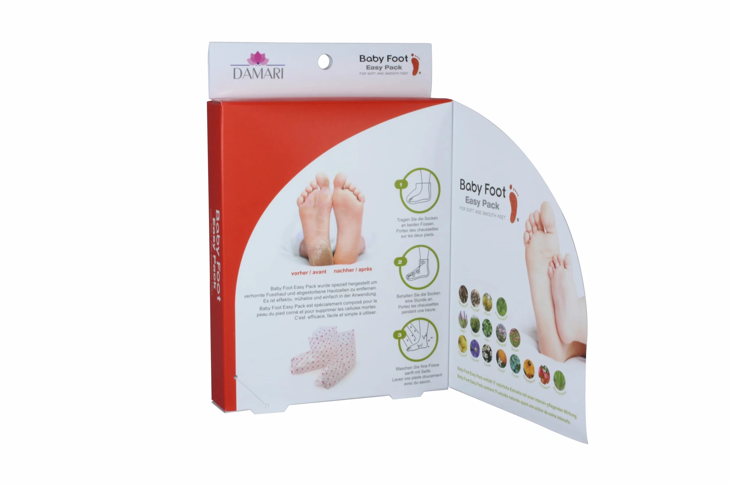 Baby Foot peeling delicato per calli, descrizione in italiano all'interno della confezione
