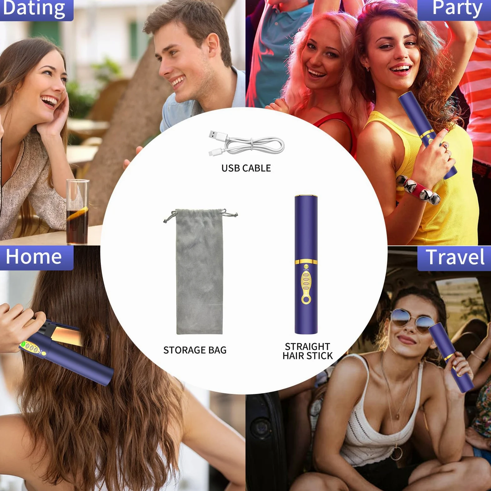 OBEST Piastra Capelli,Piastra e Arricciacapelli Portatile Senza Fili 2 in 1, Piastra da Viaggio per Capelli Ricaricabile USB,5000mAh,Riscaldamento Rapido Della Ceramica,3 Temperatura Regolabile